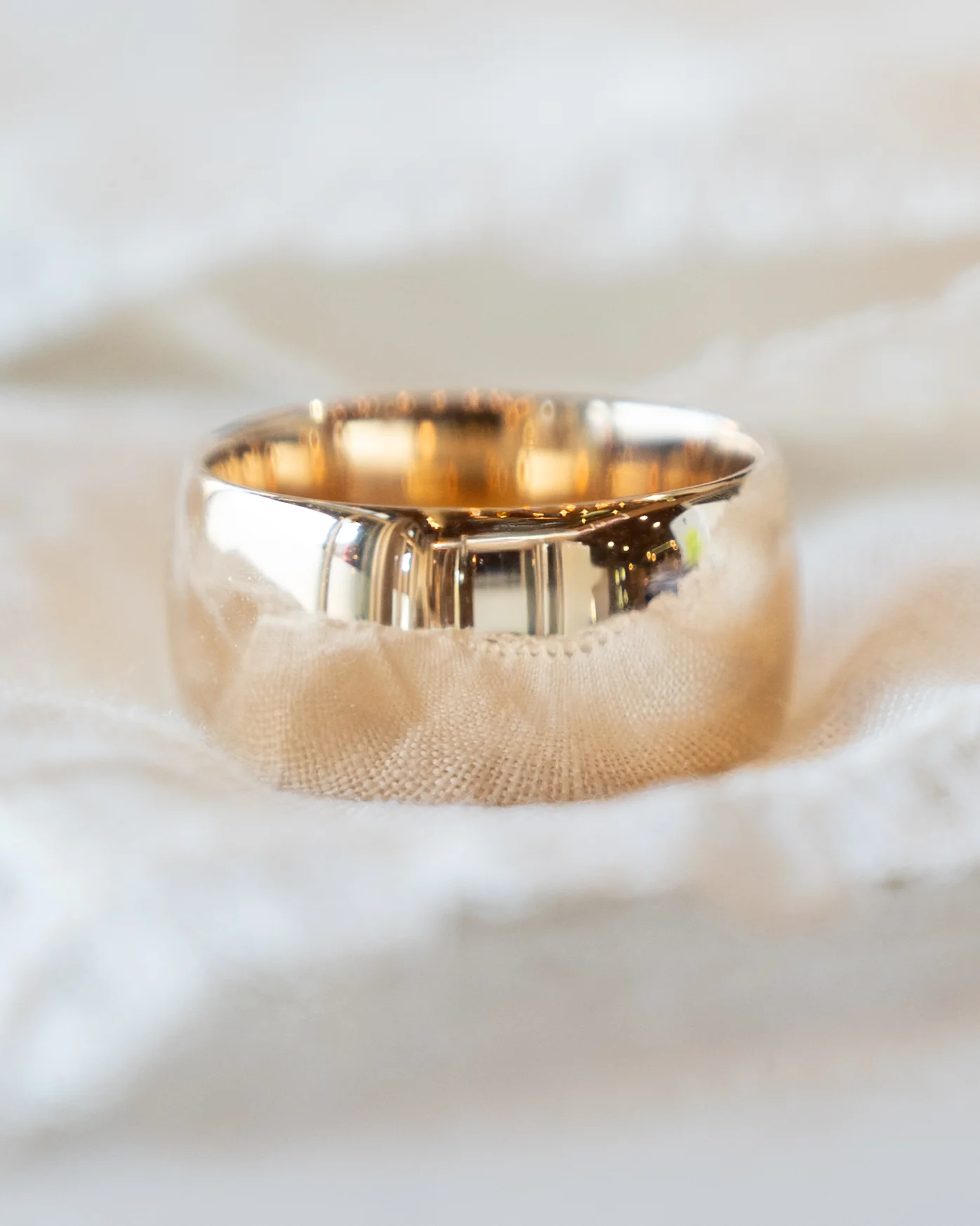 Mens Wide Cigar Wedding Band in 14k Yellow Gold - Image 6