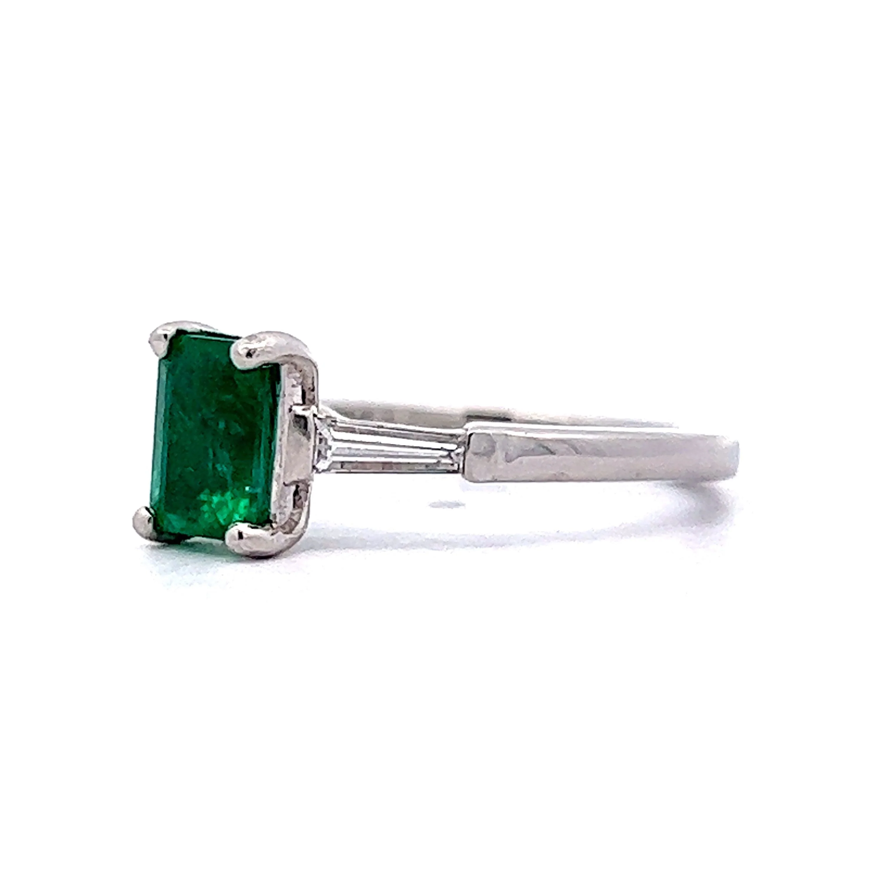 Mid-Century 1.12 Emerald & Diamond Ring in Platinum - Image 2