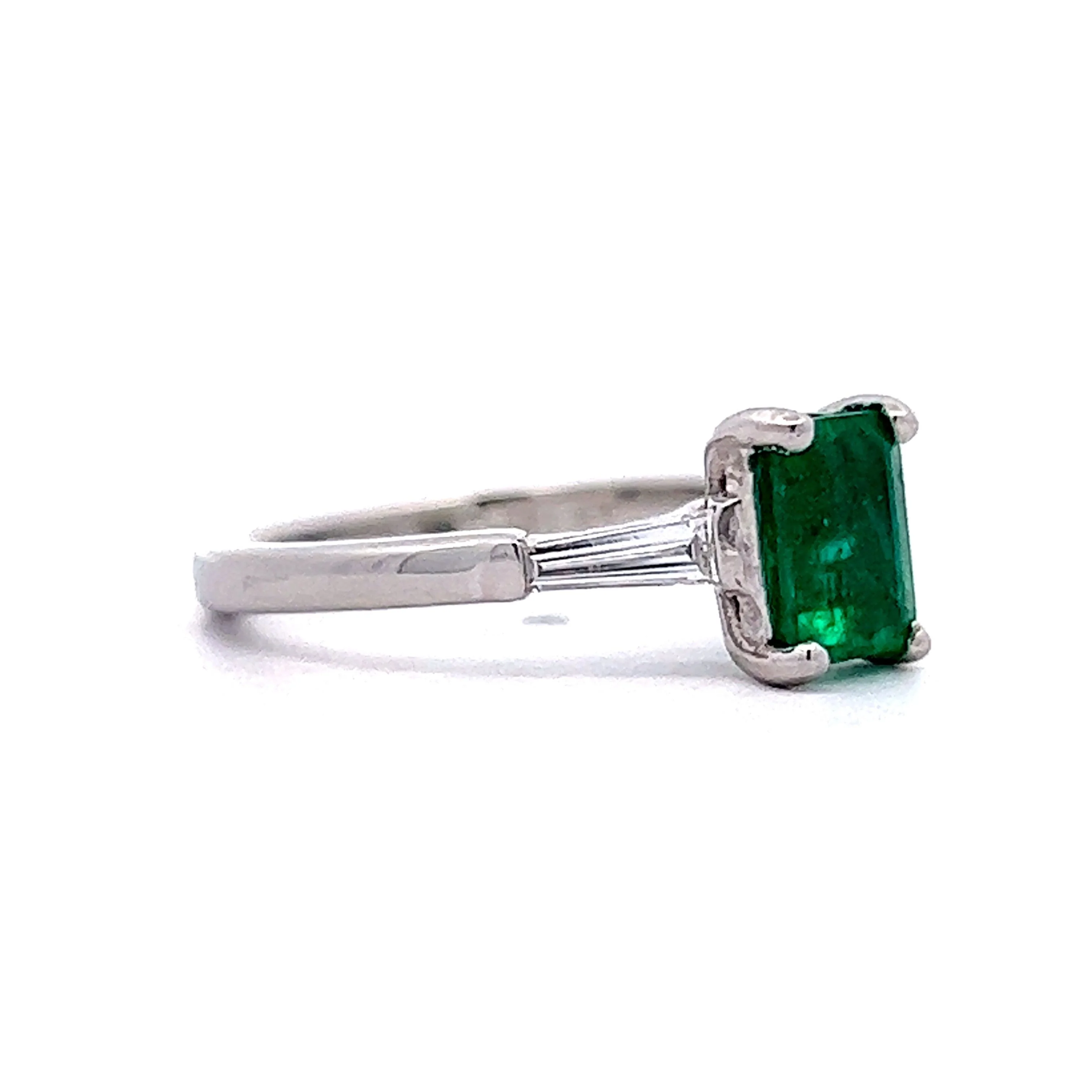 Mid-Century 1.12 Emerald & Diamond Ring in Platinum - Image 3