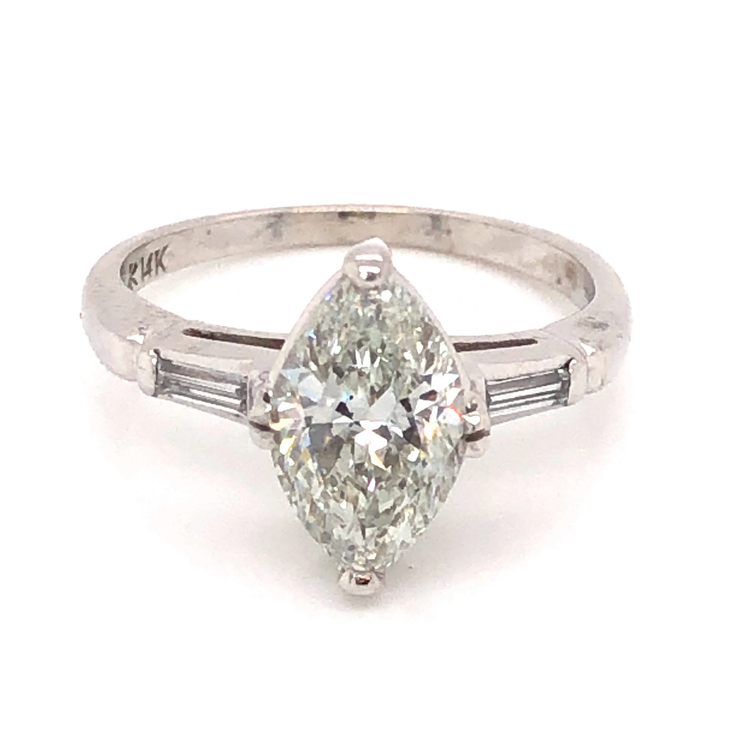 Mid-Century 1.34 Marquise Diamond Engagement Ring in 14k White Gold