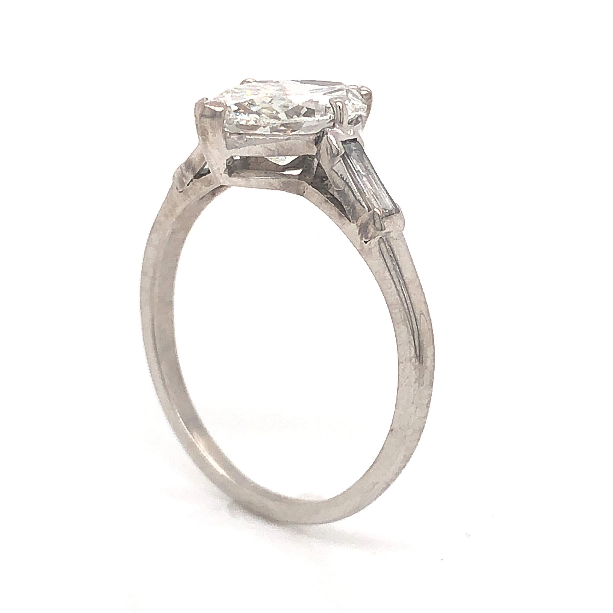Mid-Century 1.71 Marquise Cut Diamond Engagement Ring in Platinum - Image 4