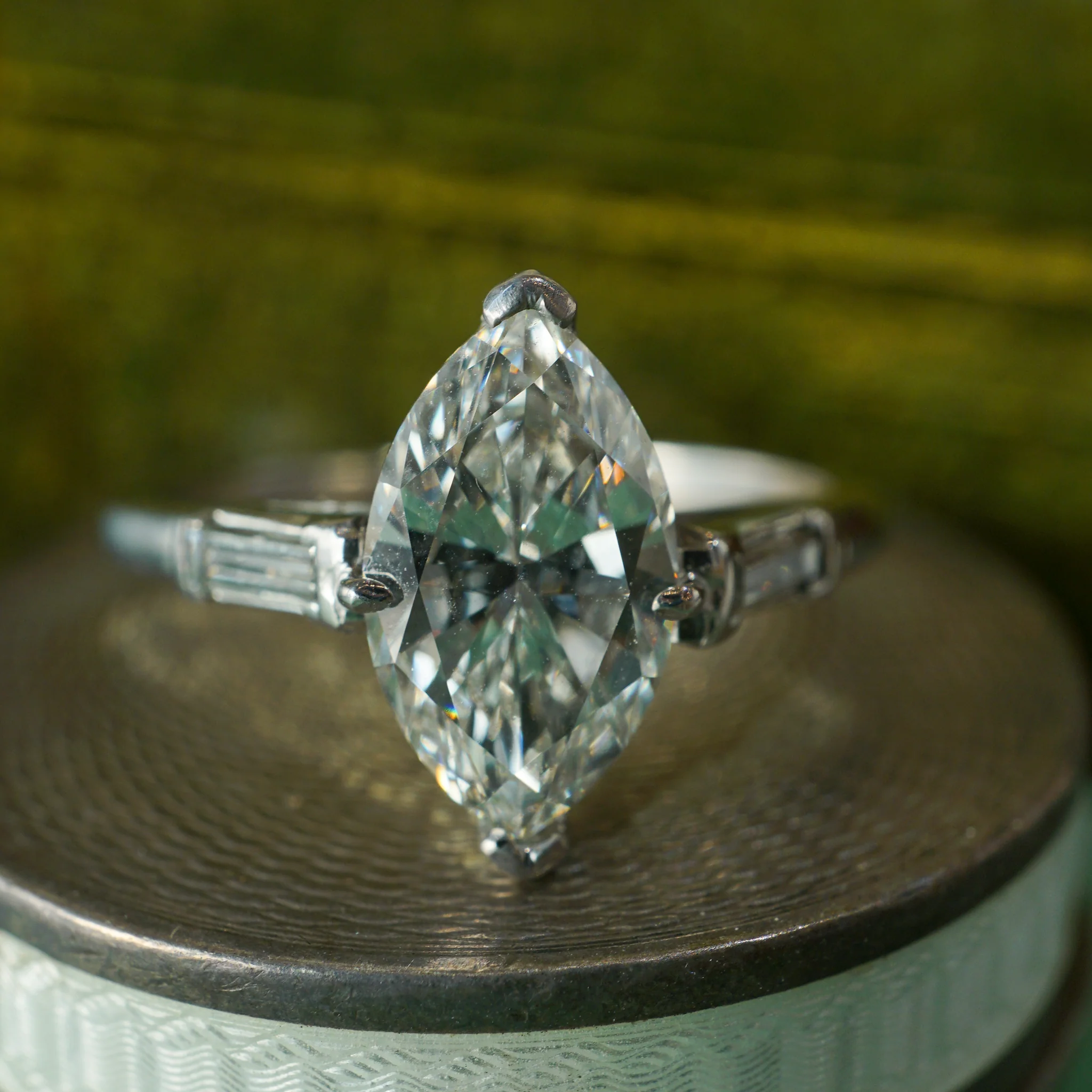 Mid-Century 1.71 Marquise Cut Diamond Engagement Ring in Platinum - Image 6