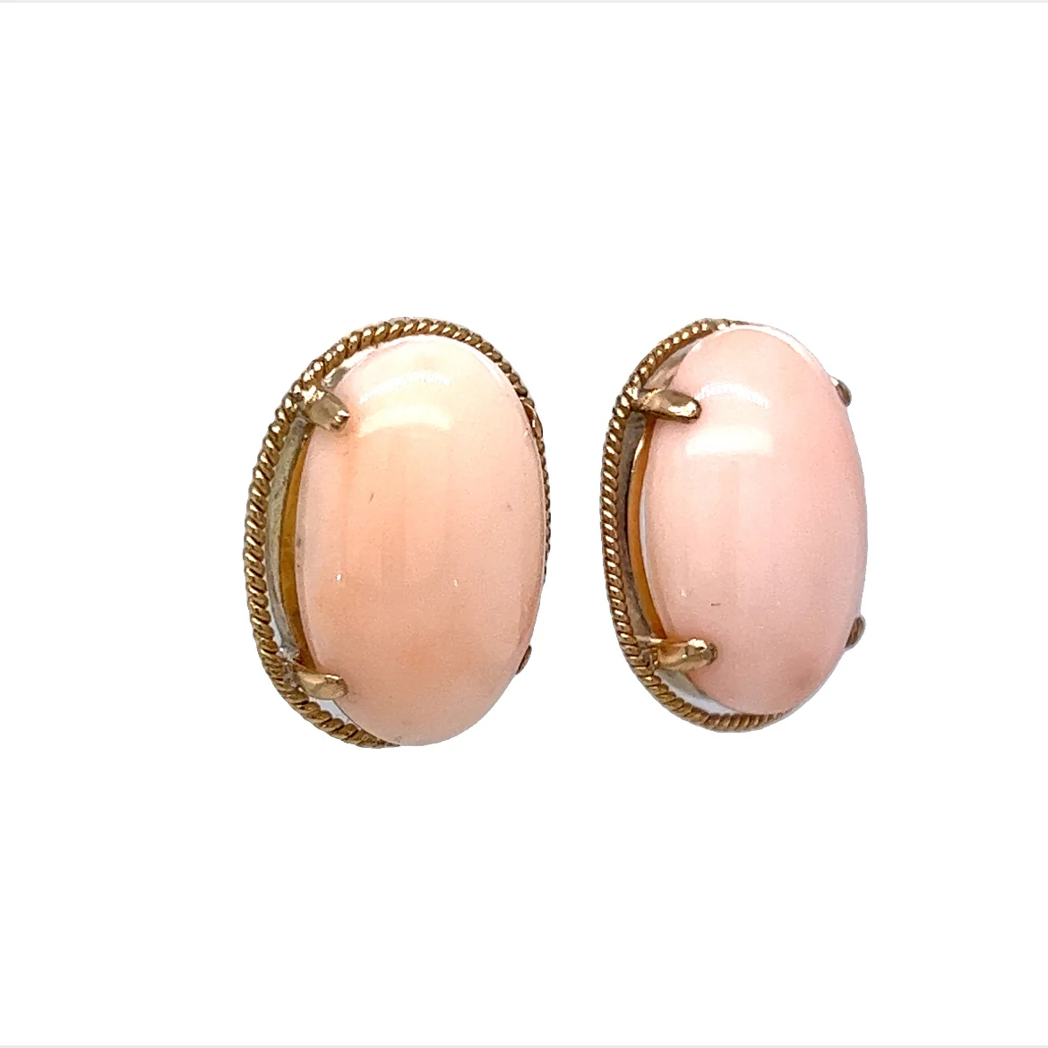 Mid-Century Angel Skin Coral Earrings in 14k Yellow Gold - Image 3