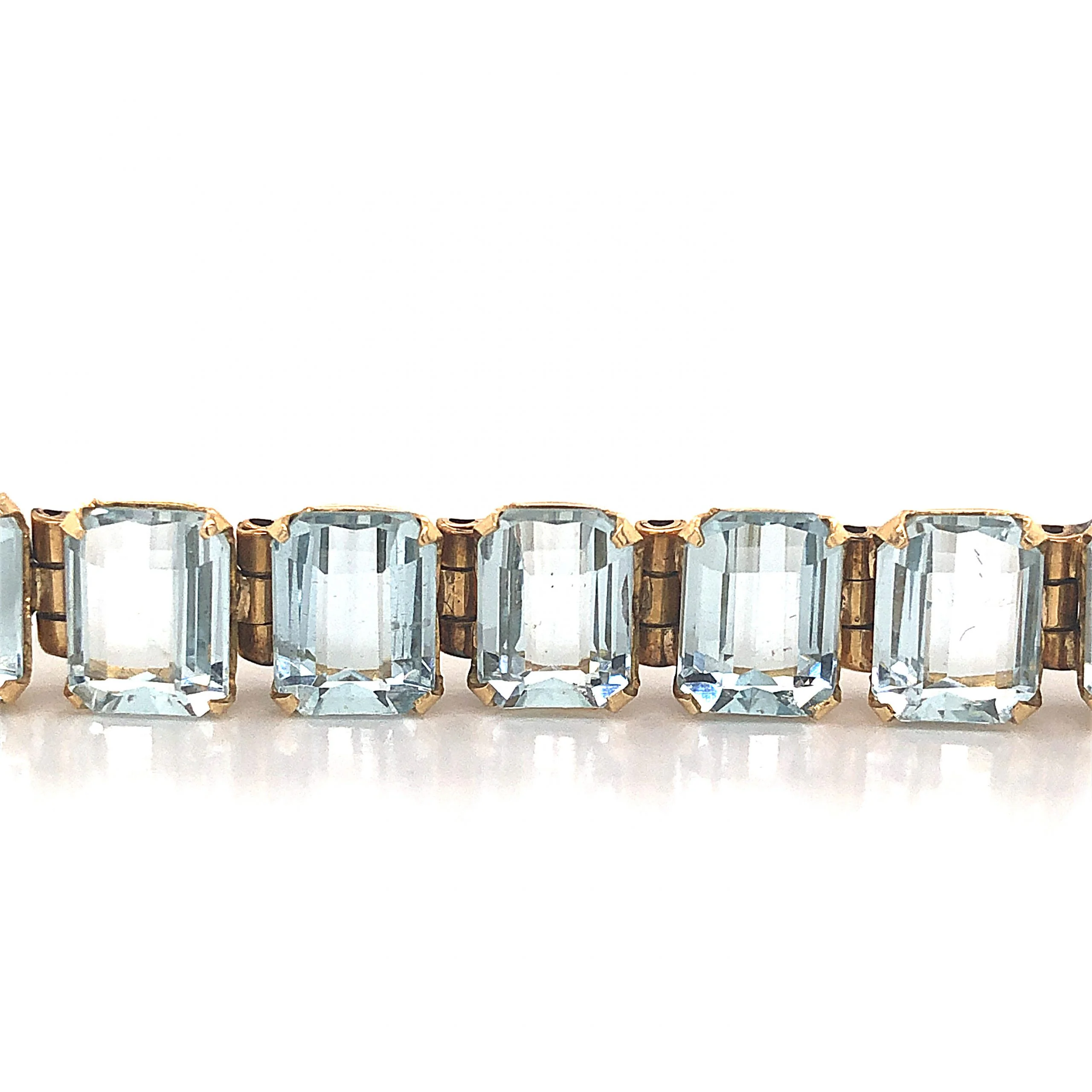 Mid-Century Aquamarine Bracelet in 18k Yellow Gold - Image 4