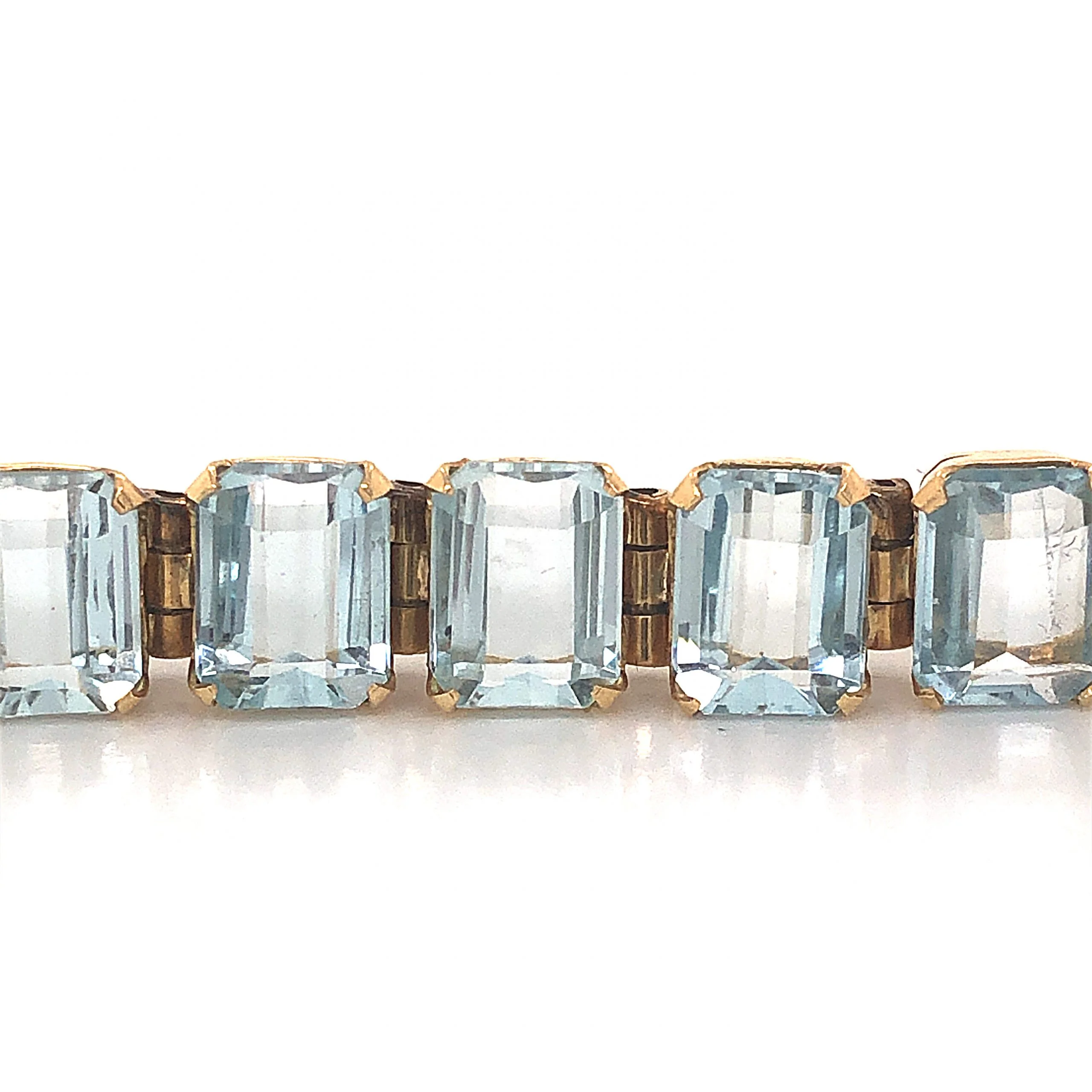 Mid-Century Aquamarine Bracelet in 18k Yellow Gold - Image 5