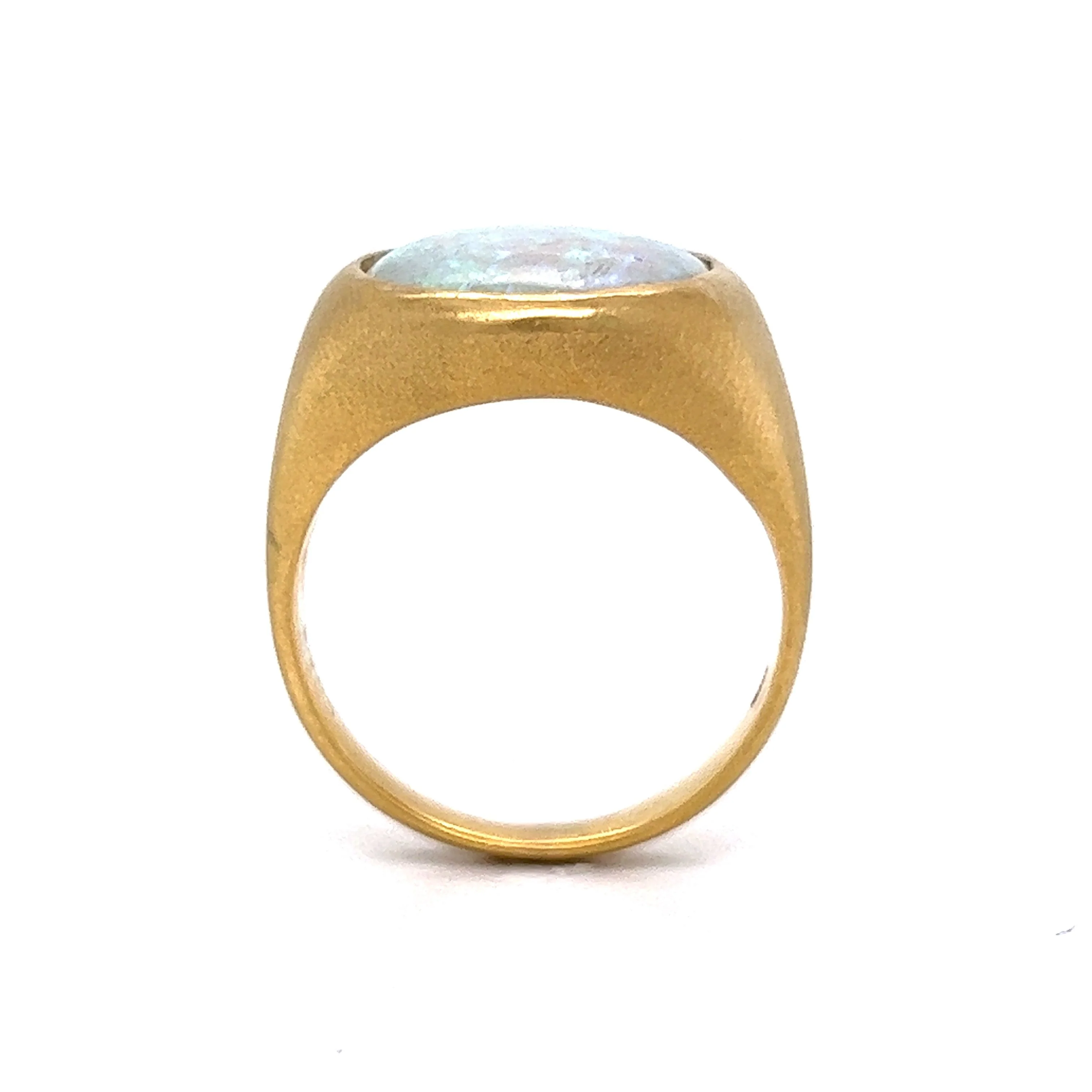 Mid-Century Bezel Set Opal Cocktail Ring in 18k Yellow Gold - Image 4