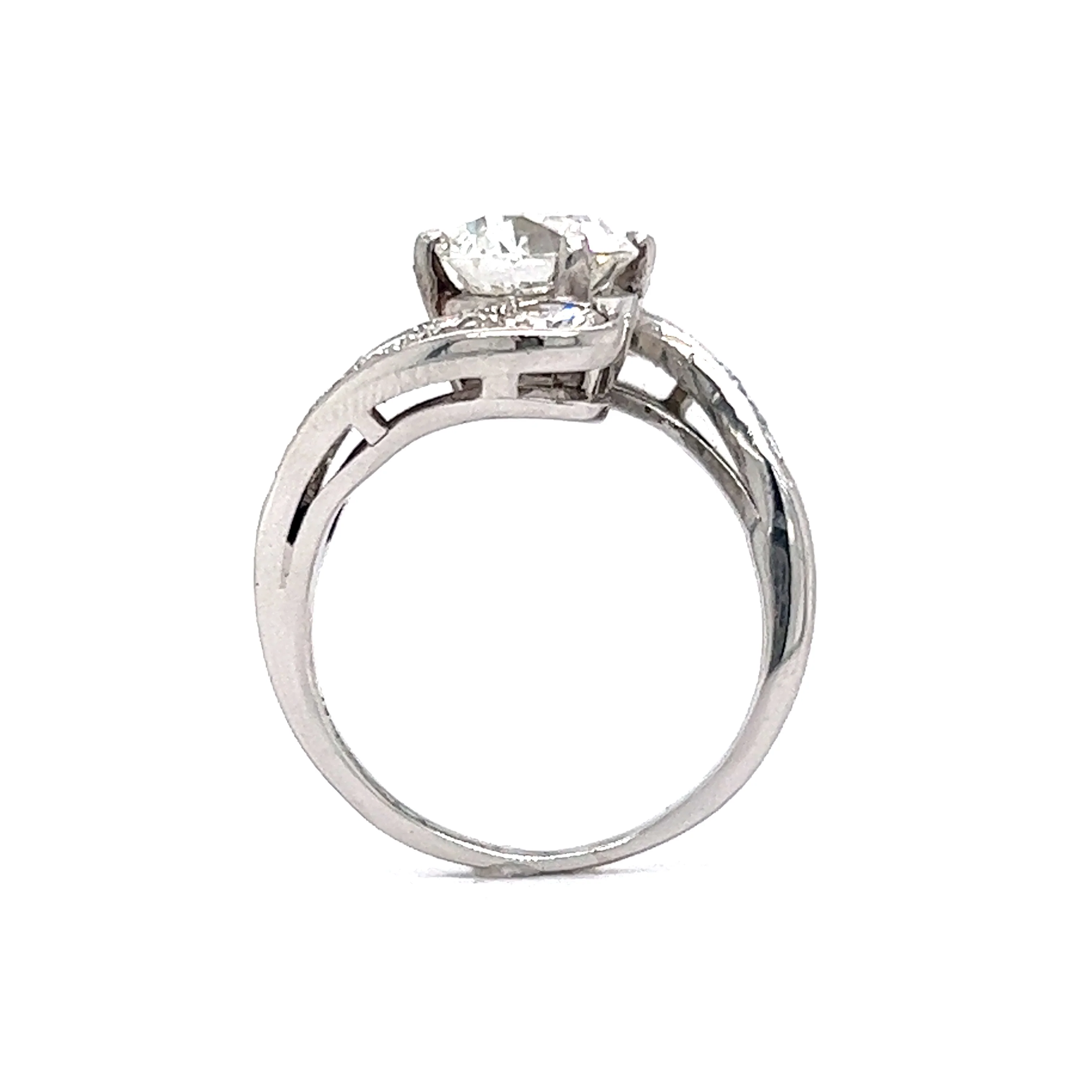 Mid-Century Bypass Diamond Engagement Ring in Platinum - Image 4