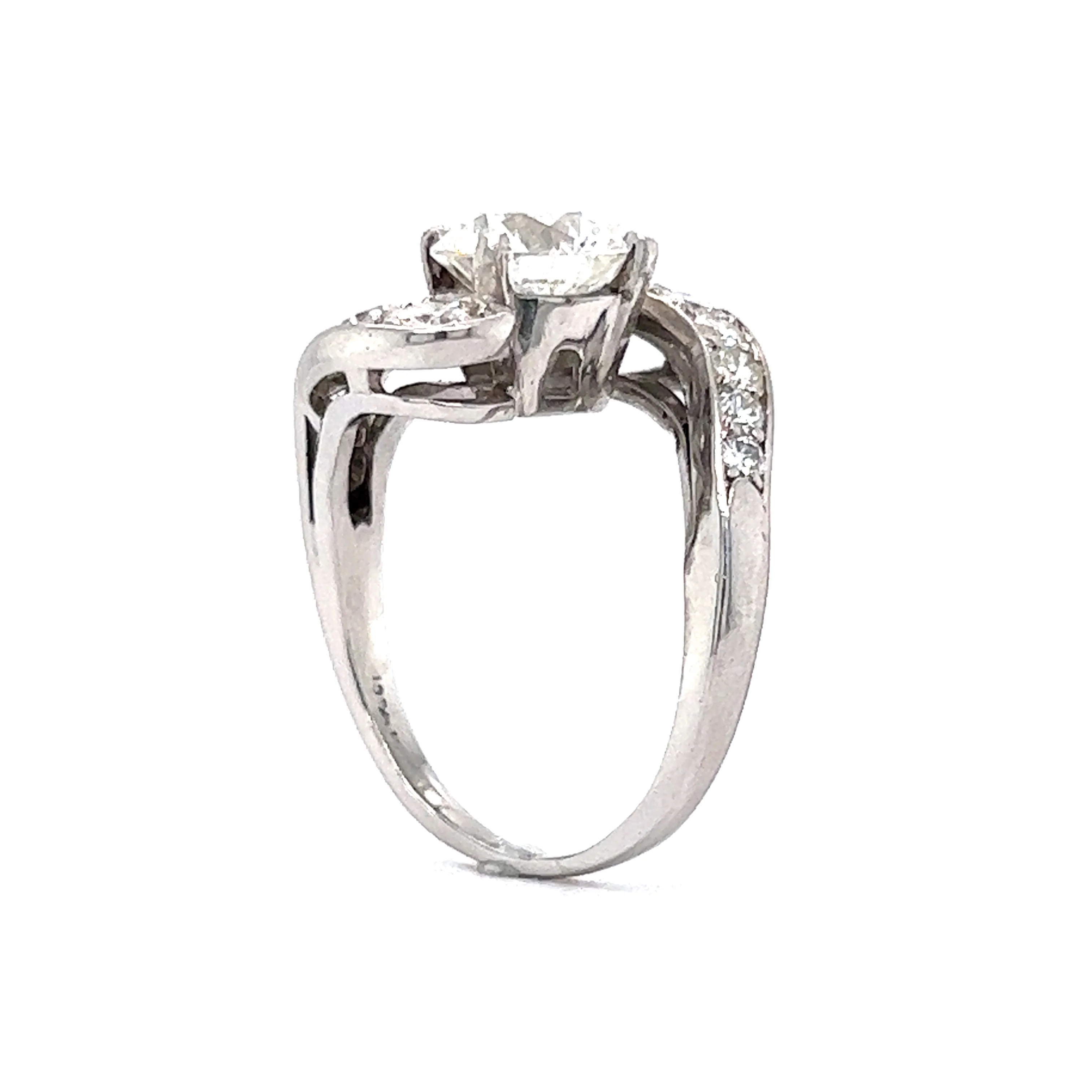 Mid-Century Bypass Diamond Engagement Ring in Platinum - Image 5