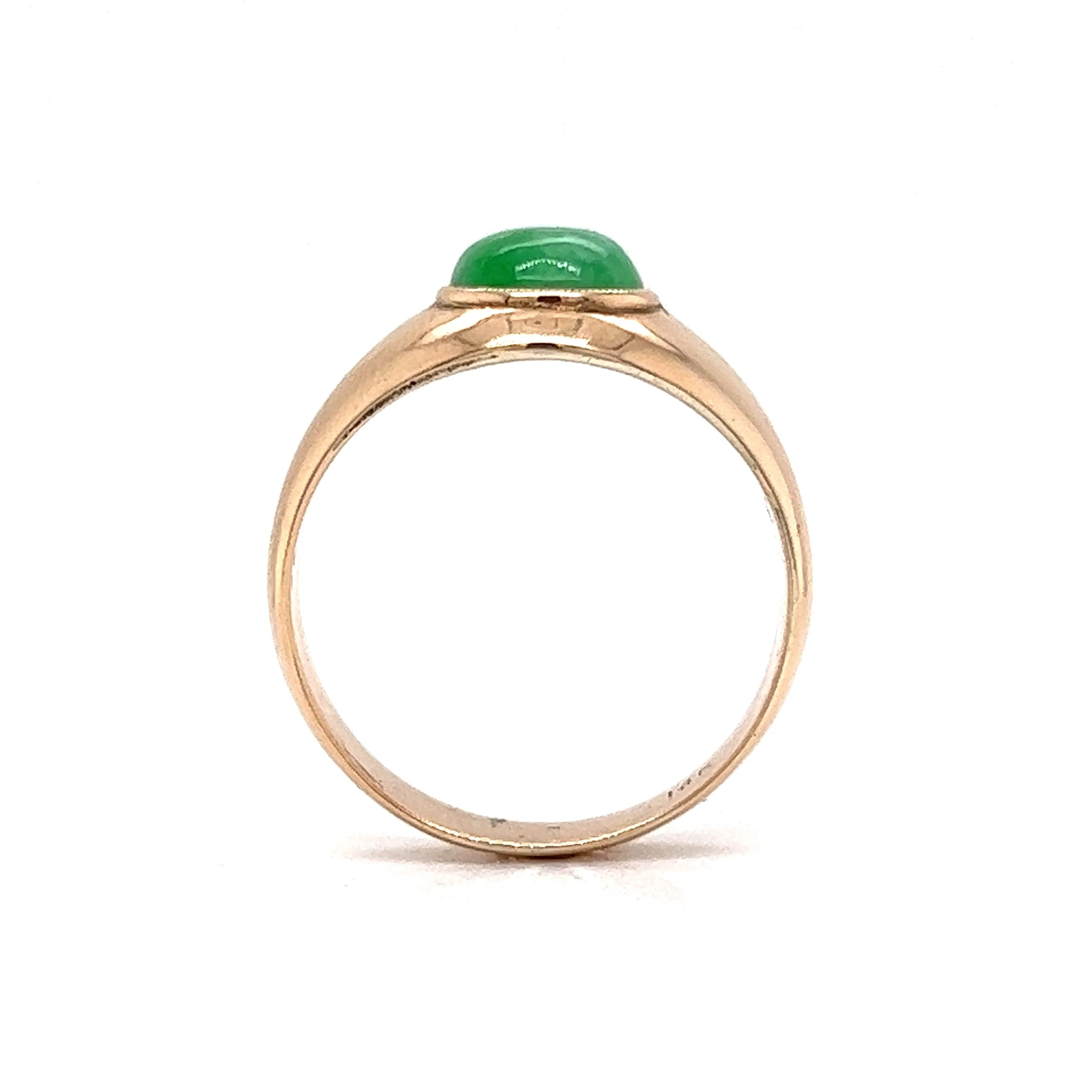 Mid-Century Cabochon Jade Cocktail Ring in 14k Rose Gold - Image 4