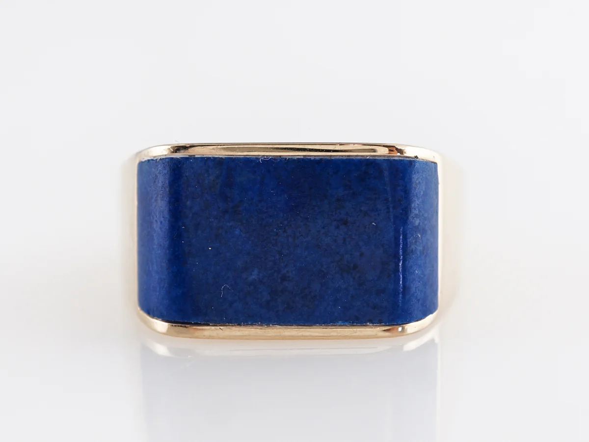 Mid-Century Cabochon Lapis Lazuli in 14k Yellow Gold