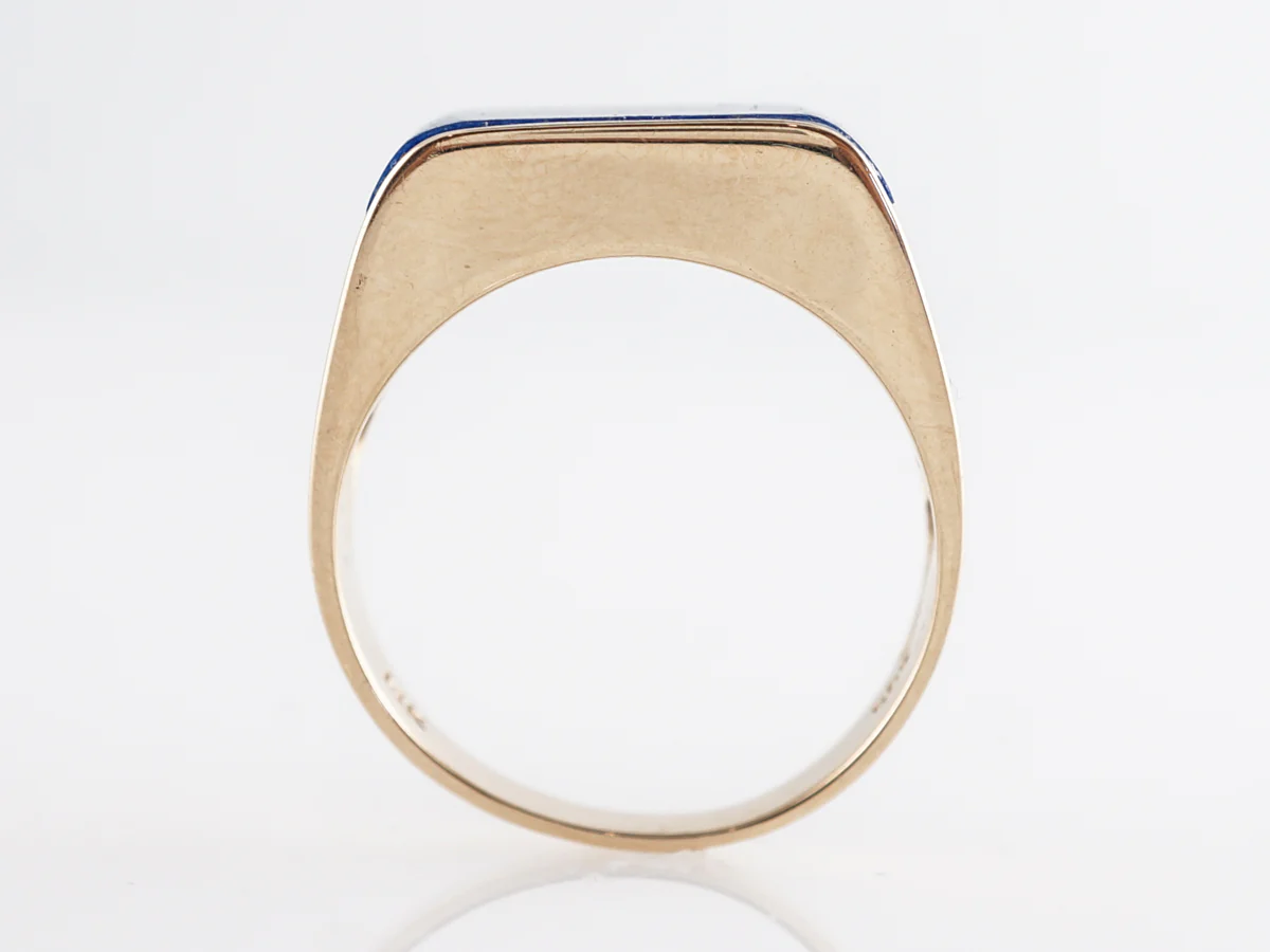 Mid-Century Cabochon Lapis Lazuli in 14k Yellow Gold - Image 4