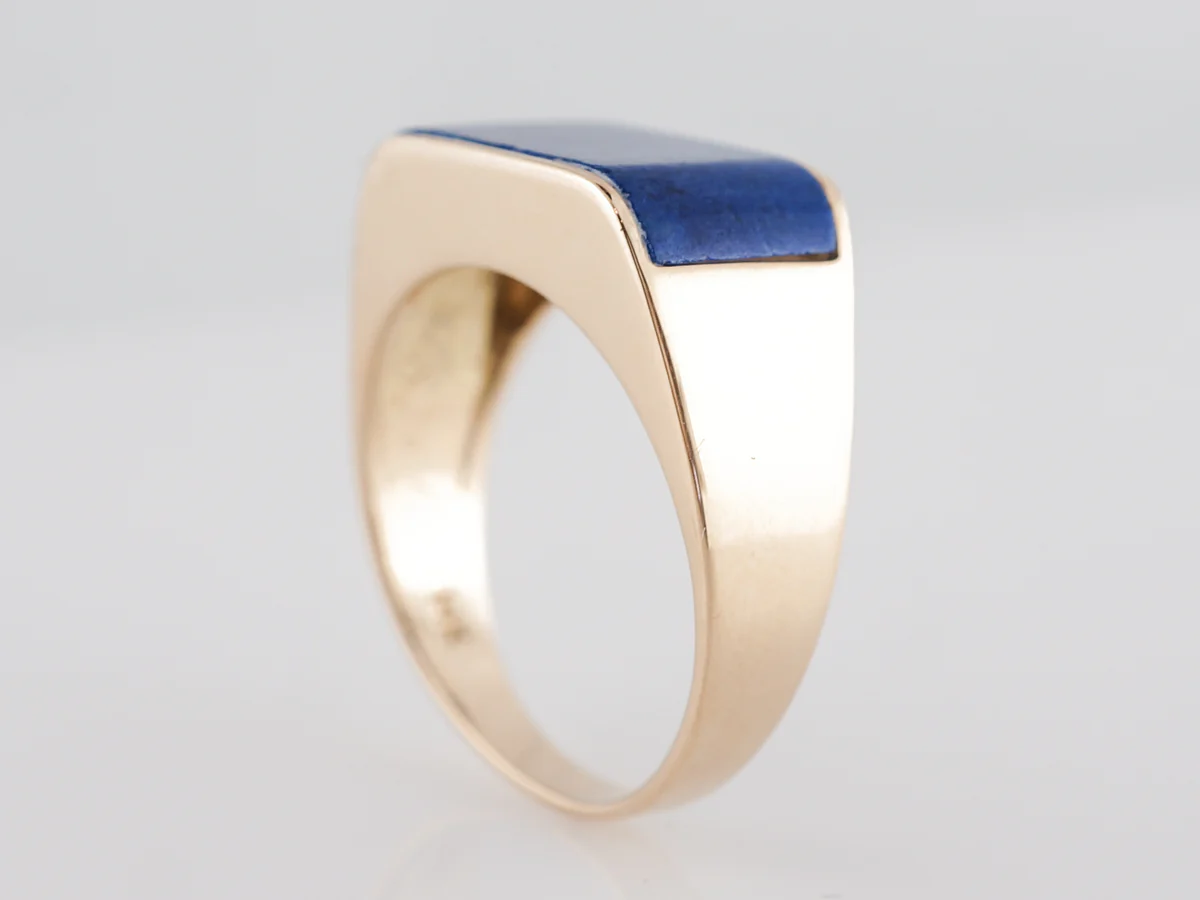 Mid-Century Cabochon Lapis Lazuli in 14k Yellow Gold - Image 5