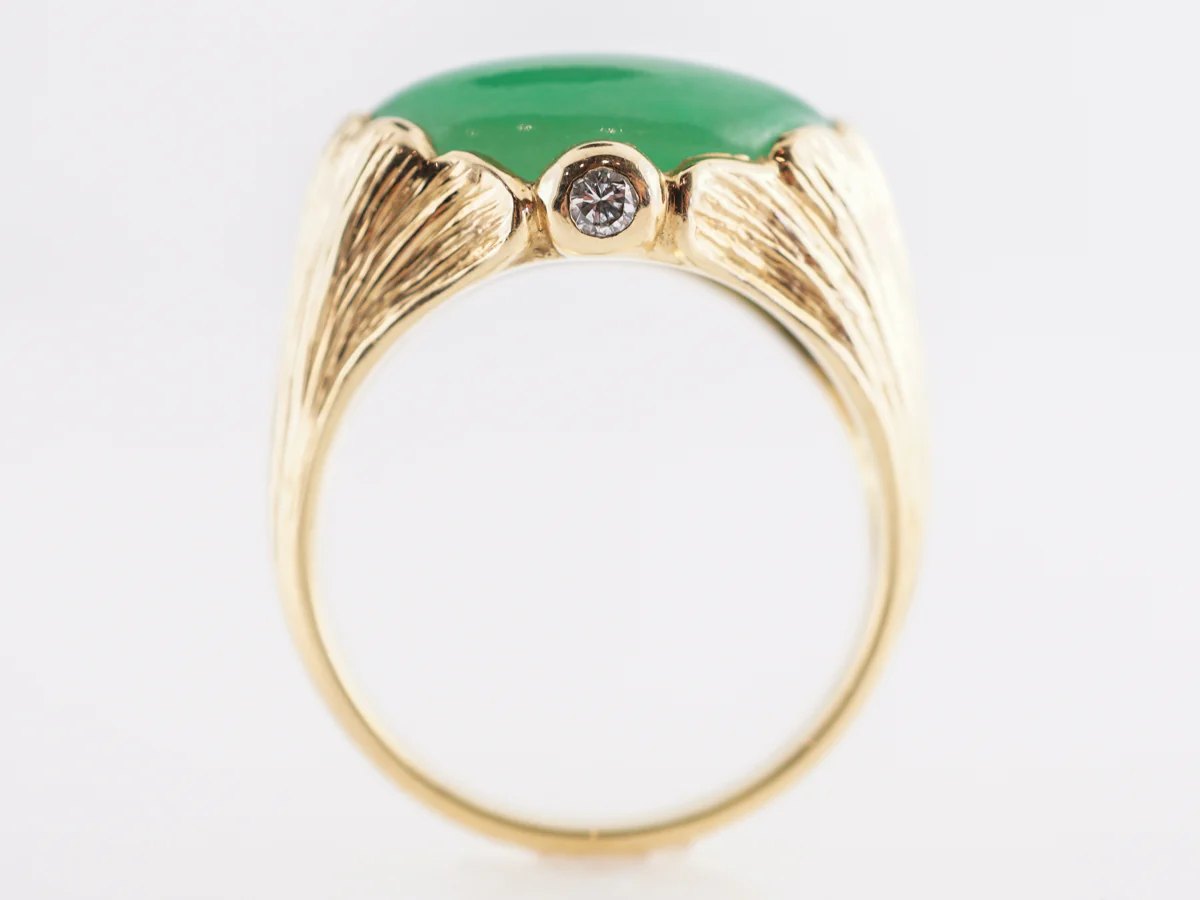 Mid-Century Chrysophase Cocktail Ring in 18k Yellow Gold - Image 4