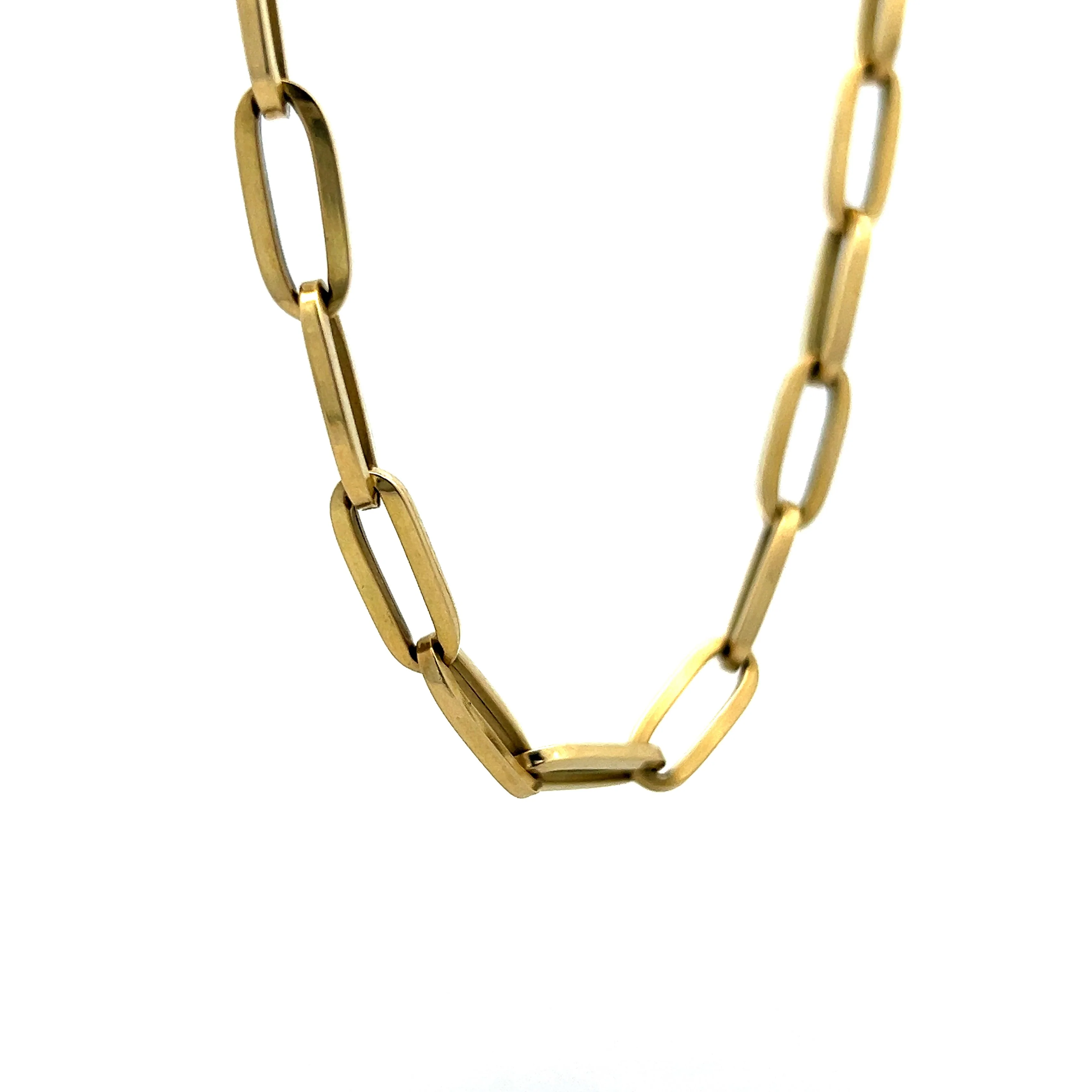 Mid-Century Chunky Paperclip Necklace in 14k Yellow Gold - Image 3