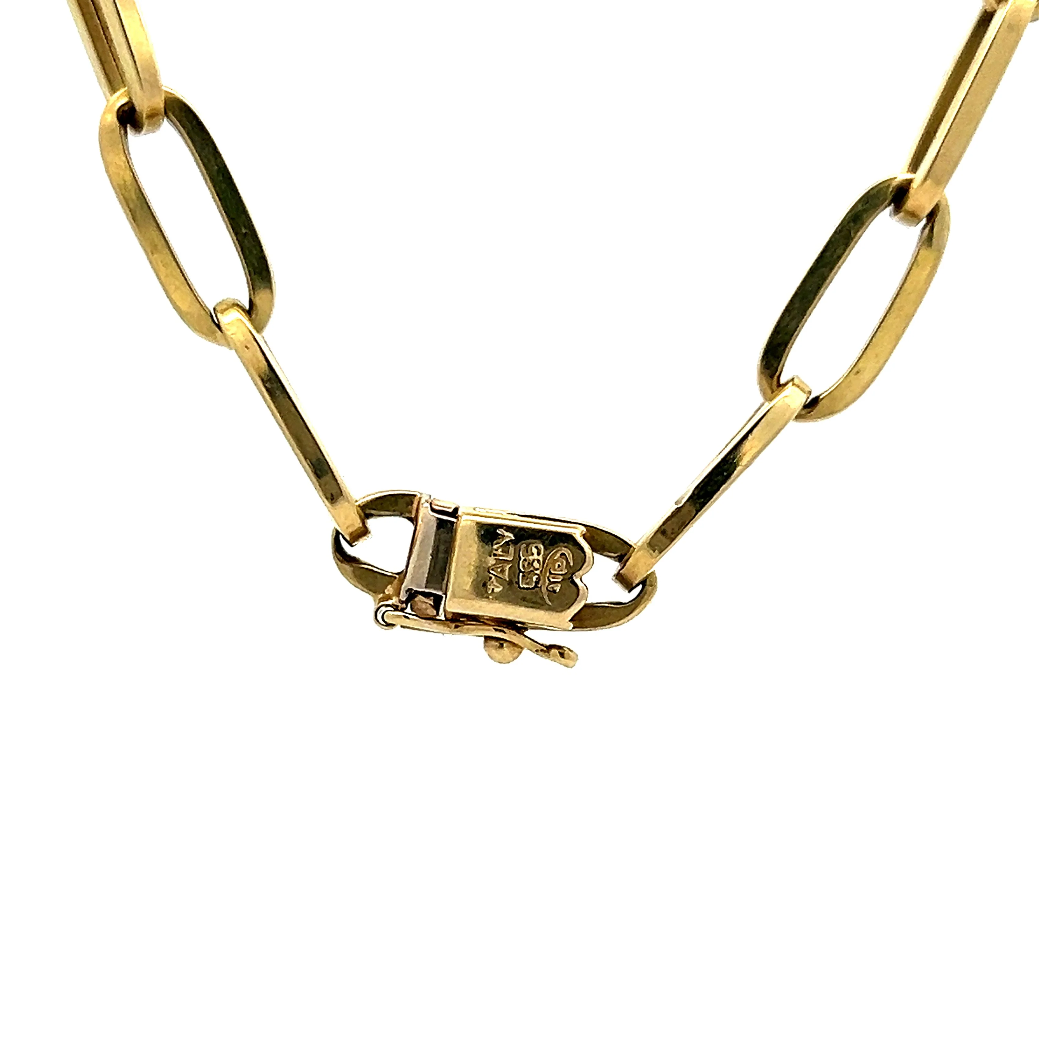 Mid-Century Chunky Paperclip Necklace in 14k Yellow Gold - Image 4