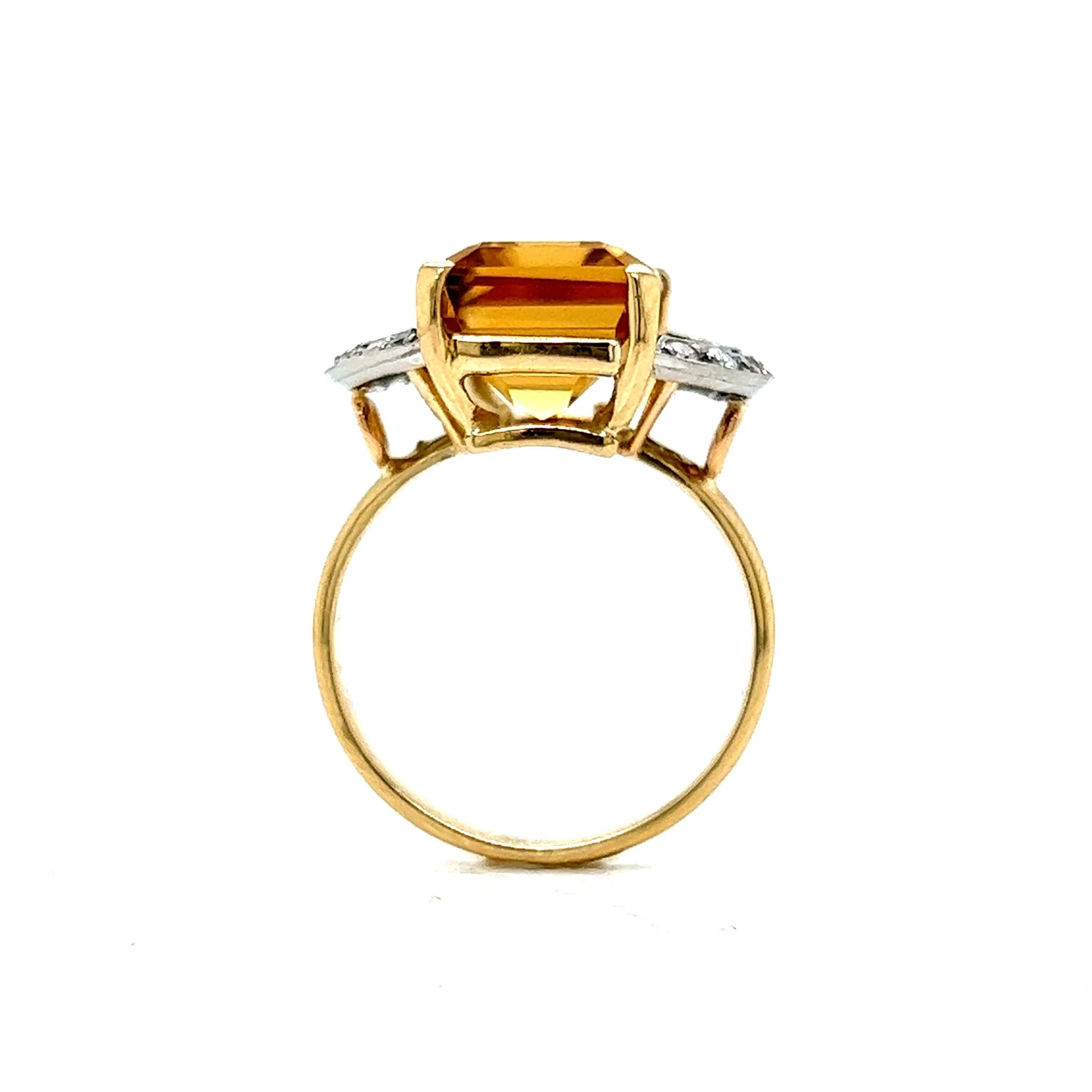 Mid-Century Citrine & Diamond Ring in 18k Yellow Gold - Image 4