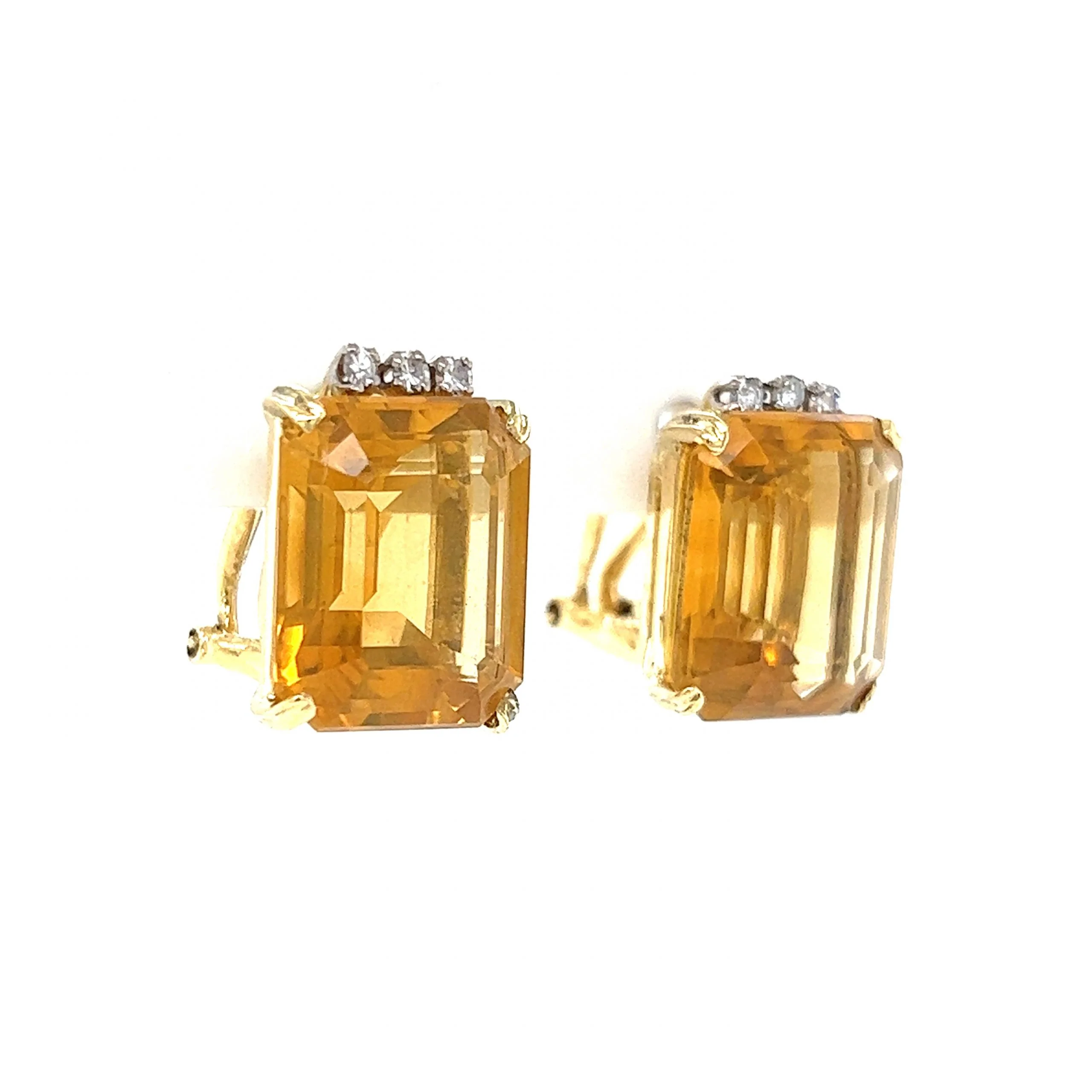 Mid-Century Citrine Stud Earrings in 14k Yellow Gold - Image 3