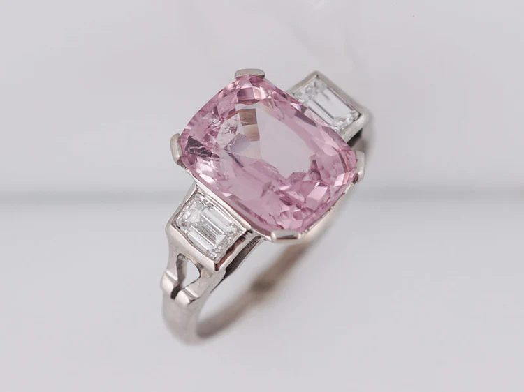 Mid-Century Cocktail Ring 4.00 Cushion Cut Pink Spinel in 14k White Gold - Image 4