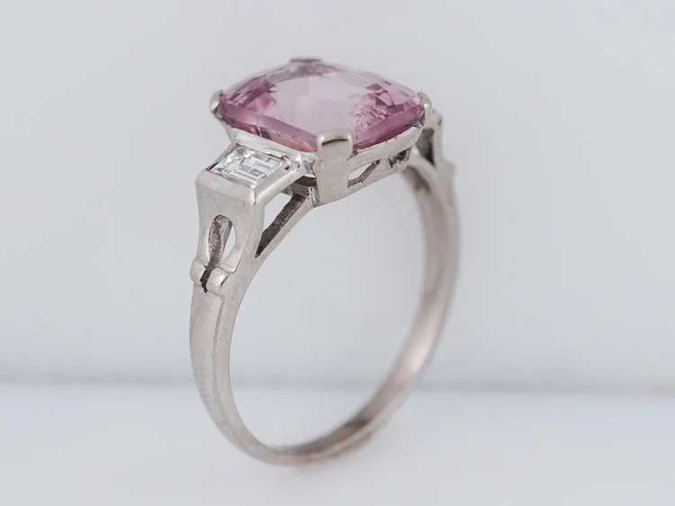 Mid-Century Cocktail Ring 4.00 Cushion Cut Pink Spinel in 14k White Gold - Image 6