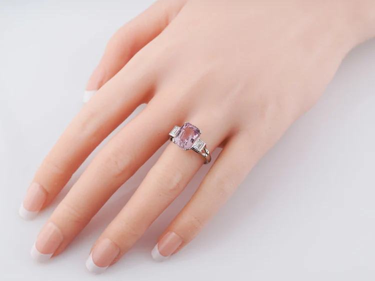 Mid-Century Cocktail Ring 4.00 Cushion Cut Pink Spinel in 14k White Gold - Image 7