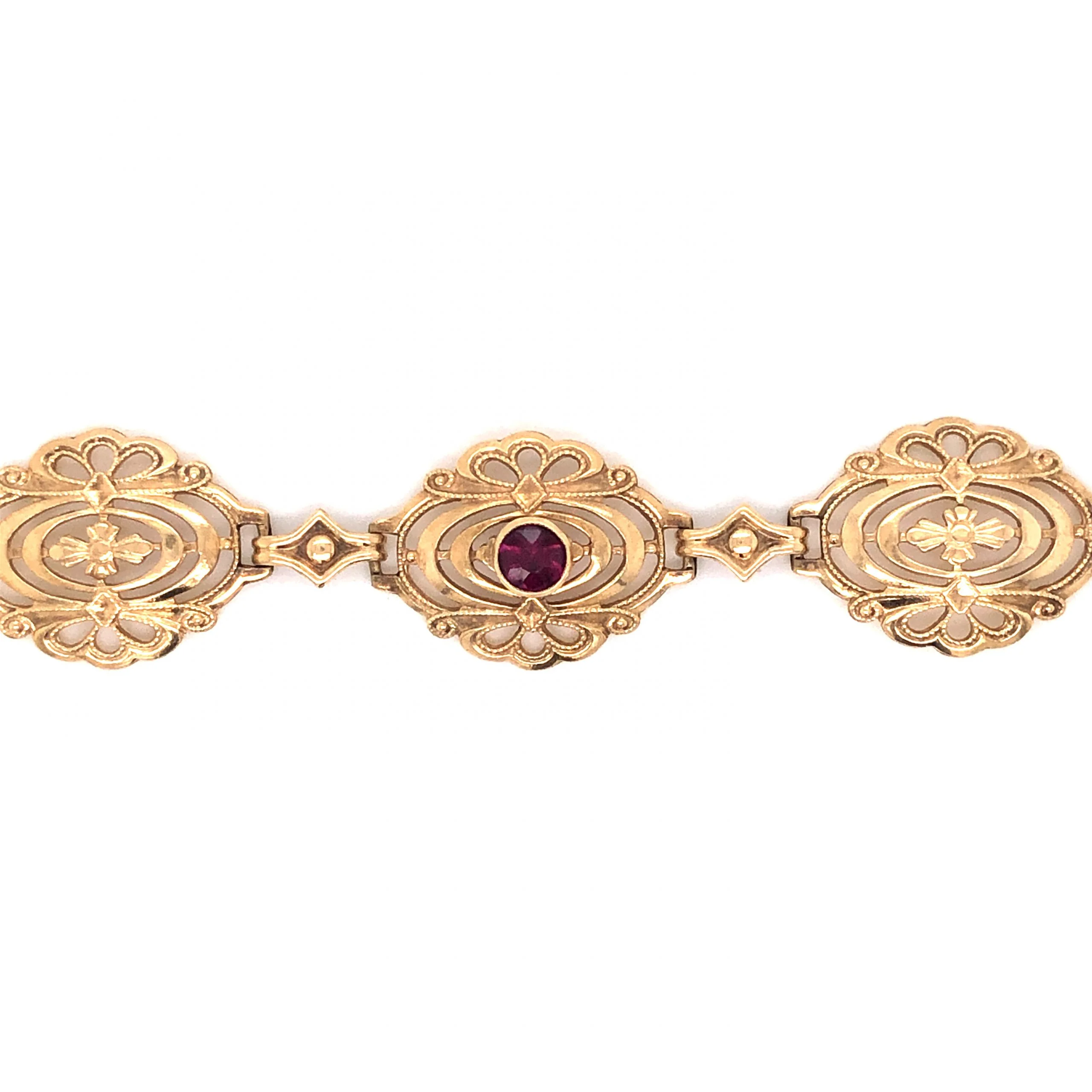 Mid-Century Decorative Ruby Bracelet in 14k Yellow Gold - Image 3