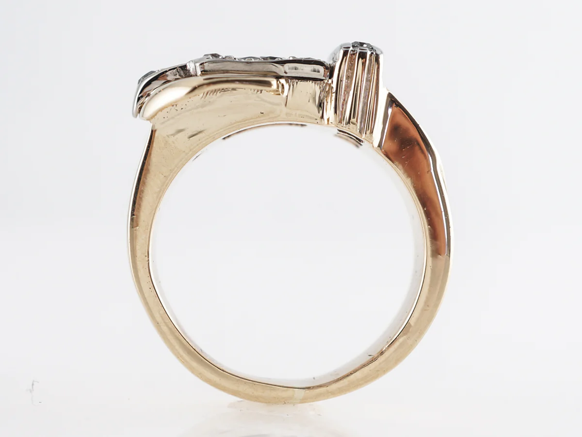Mid-Century Diamond Belt Ring w/ Diamond in 14k Yellow Gold - Image 4