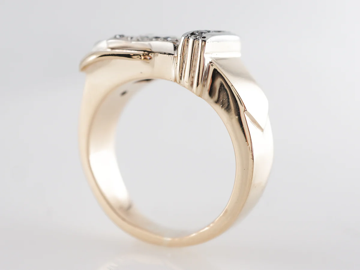 Mid-Century Diamond Belt Ring w/ Diamond in 14k Yellow Gold - Image 5