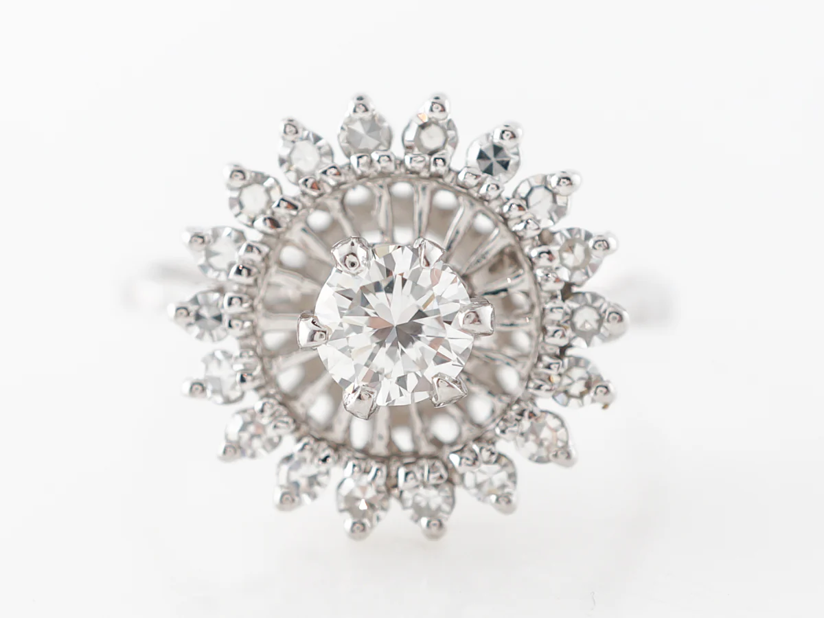 Mid-Century Diamond Cluster Ring in 14k White Gold