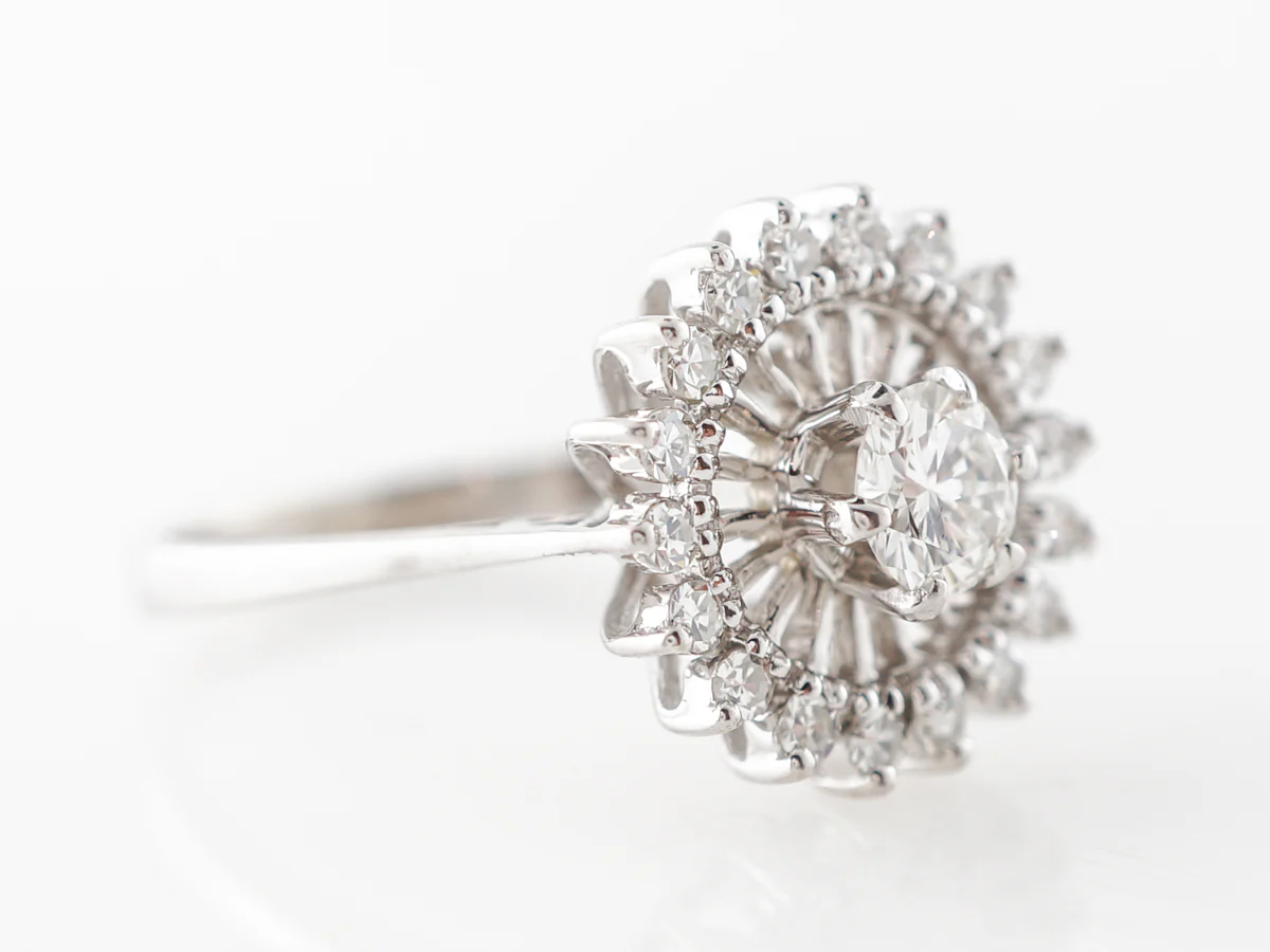 Mid-Century Diamond Cluster Ring in 14k White Gold - Image 3