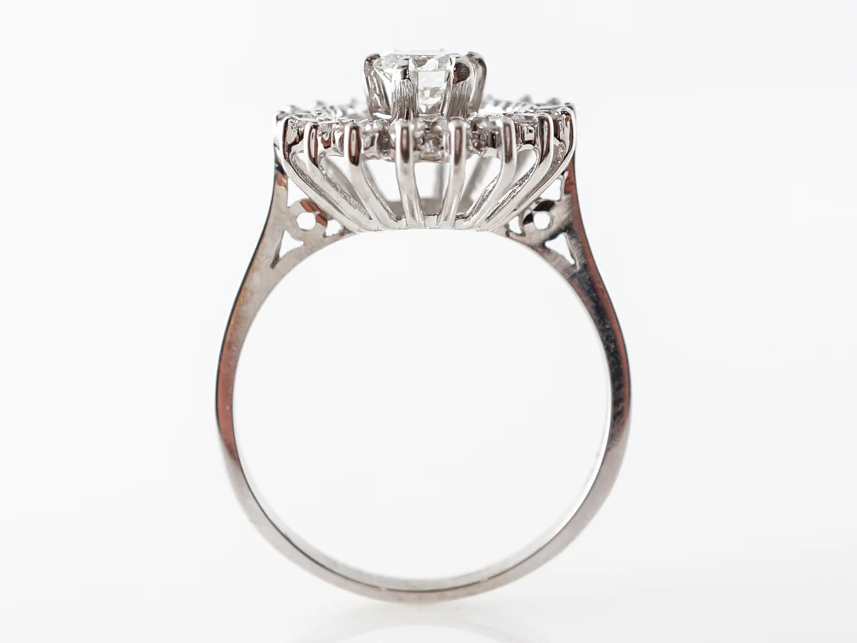 Mid-Century Diamond Cluster Ring in 14k White Gold - Image 4