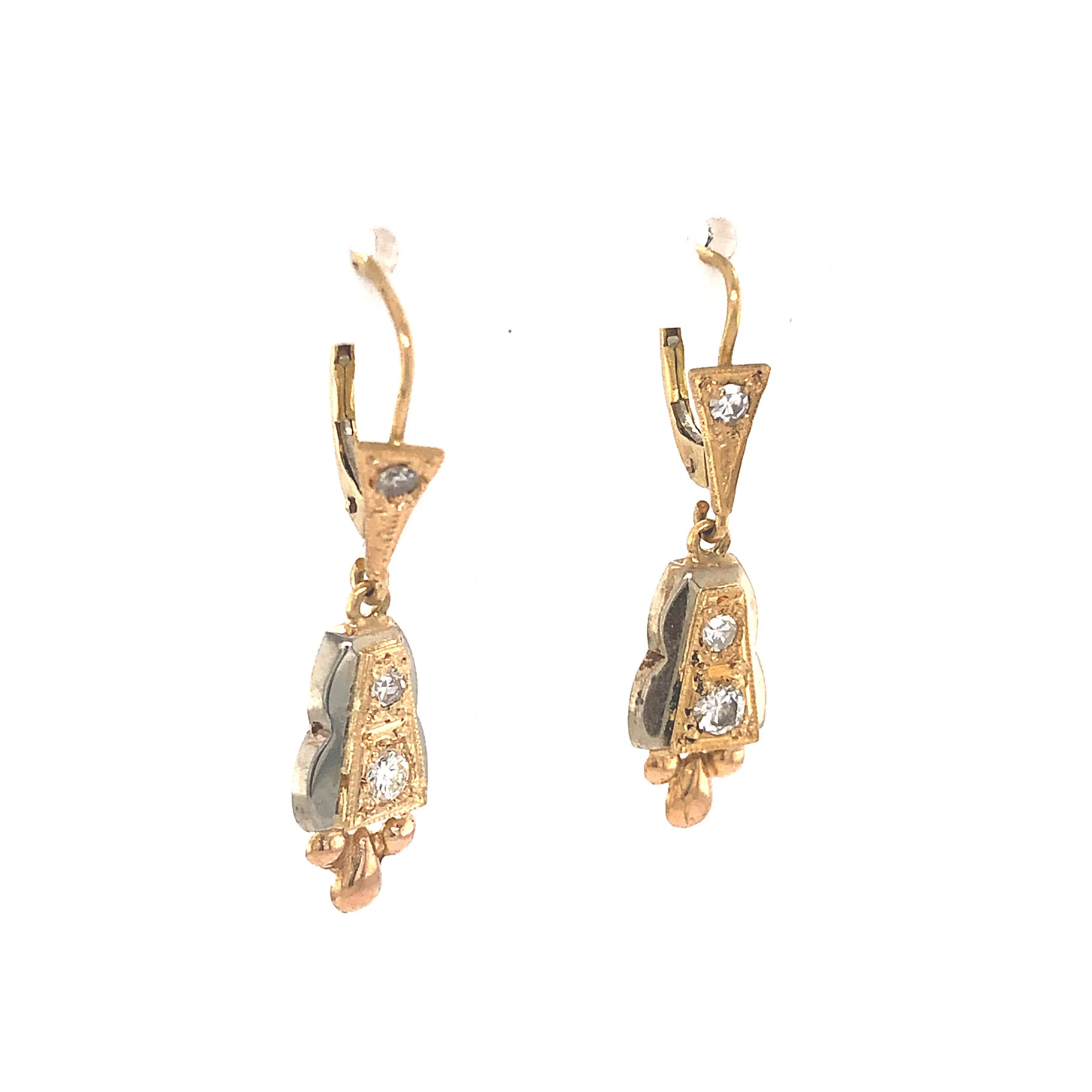 Mid-Century Diamond Drop Earrings in 18k Gold - Image 3
