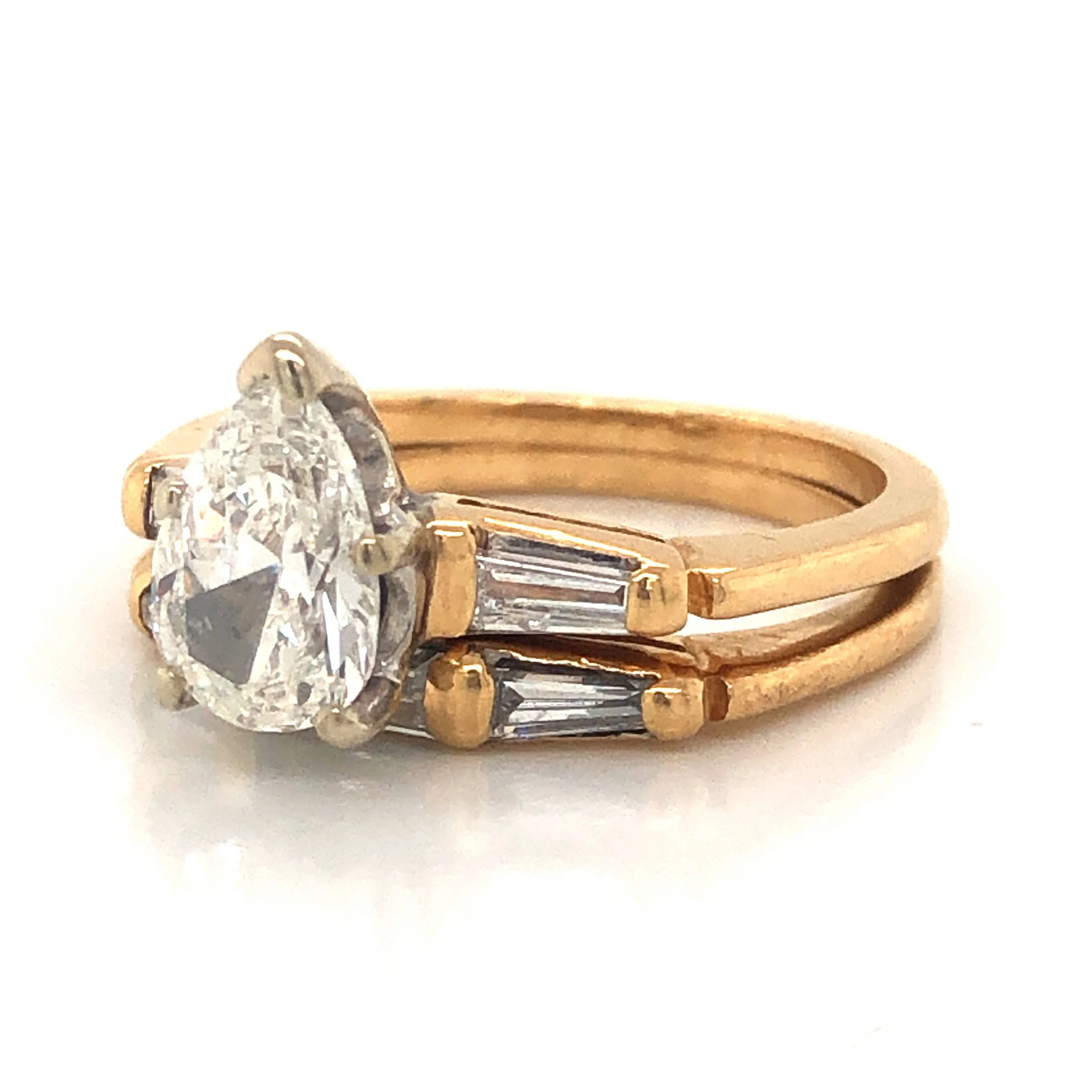 Mid-Century Diamond Engagement Set in 14k Yellow Gold - Image 2