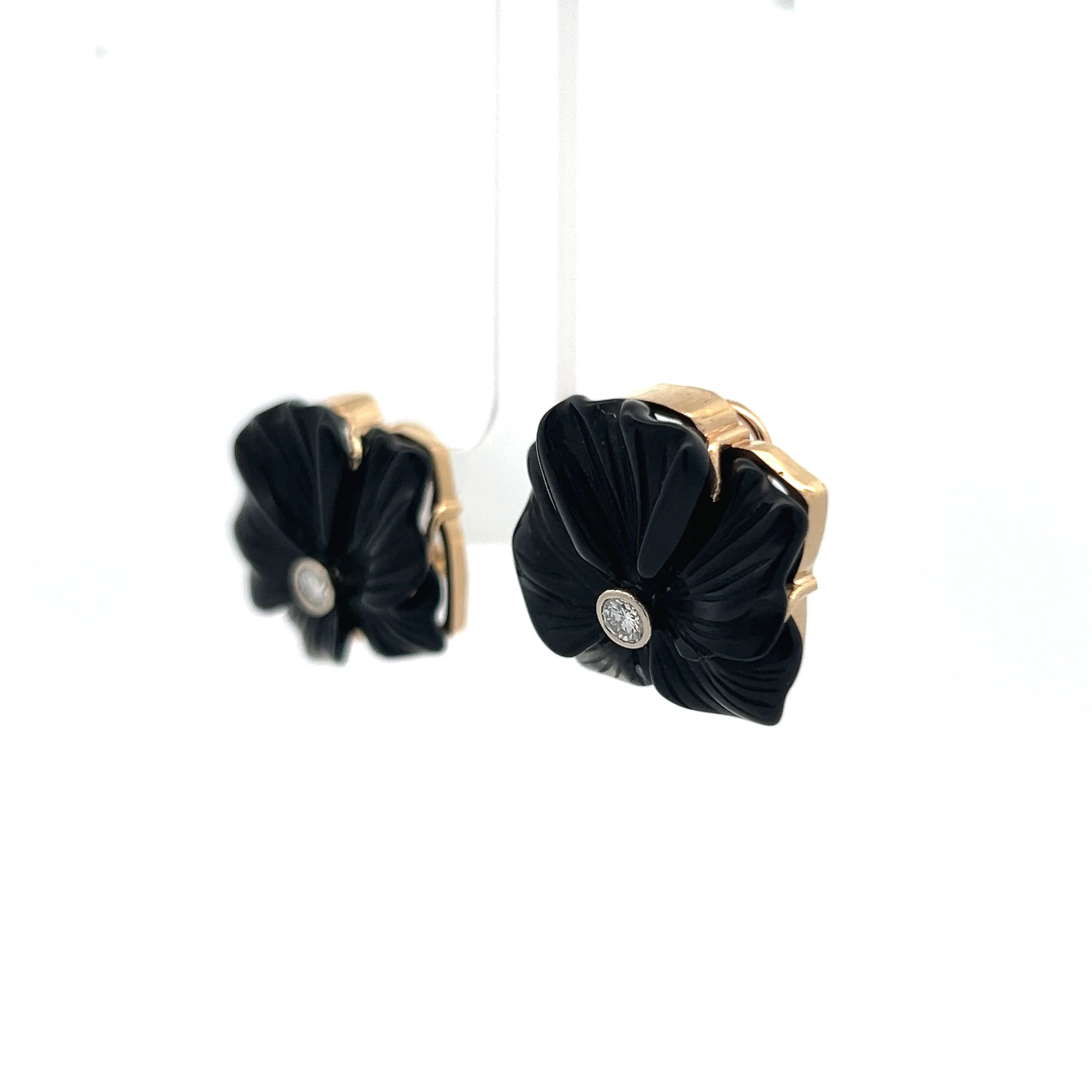Mid-Century Diamond Stud Earrings in 14k Yellow Gold - Image 2