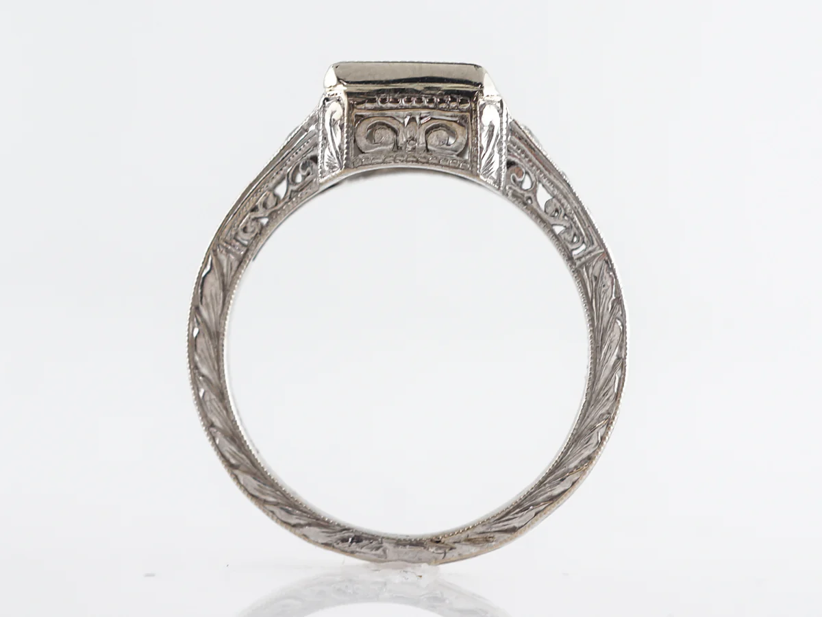 Mid-Century Emerald Cut Sapphire Ring with Diamond in 18K - Image 5