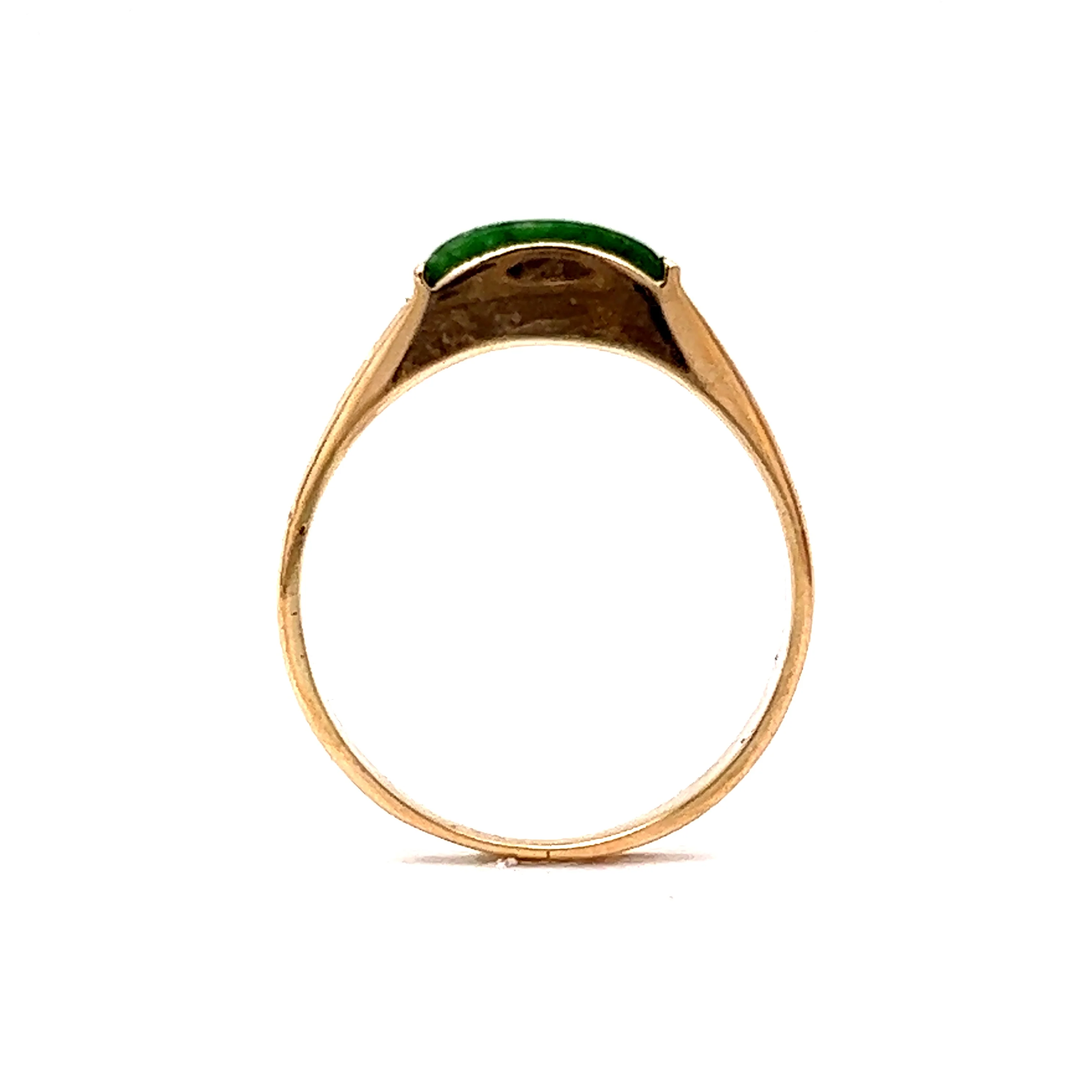 Mid-Century Engraved Jade Ring in 14k Yellow Gold - Image 4