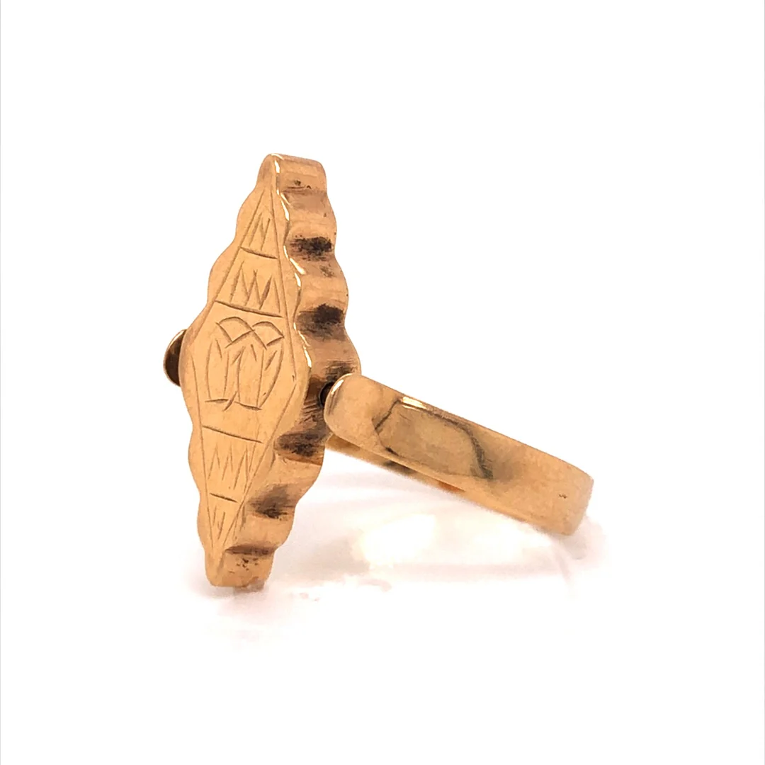 Mid-Century Engraved Spinner Ring in 18k Yellow Gold - Image 2