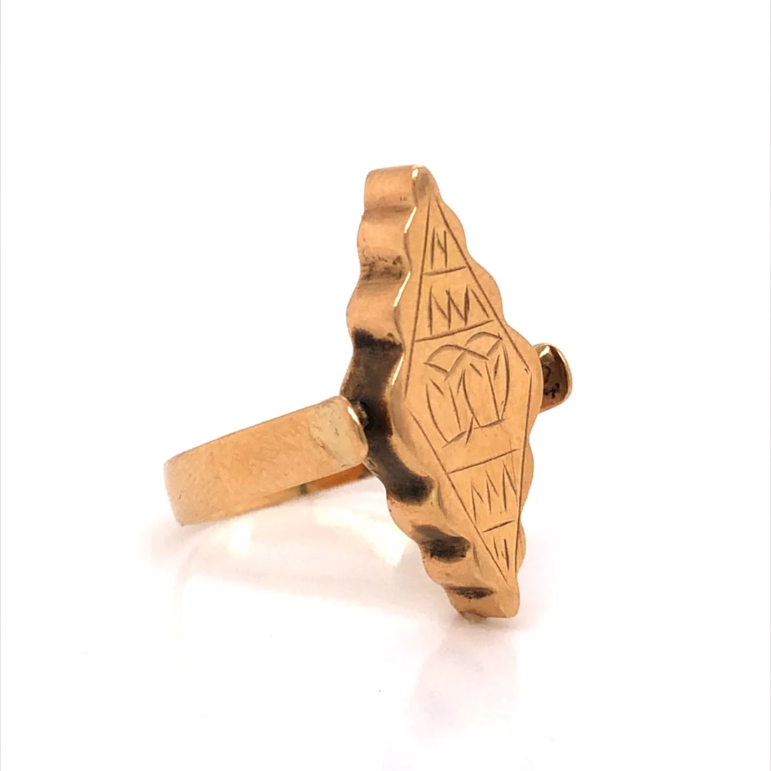 Mid-Century Engraved Spinner Ring in 18k Yellow Gold - Image 3