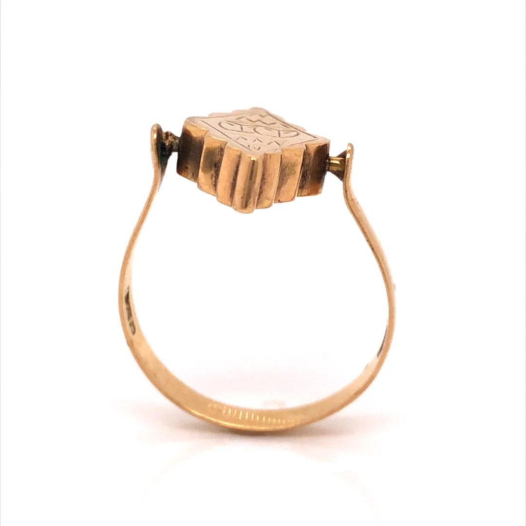 Mid-Century Engraved Spinner Ring in 18k Yellow Gold - Image 4