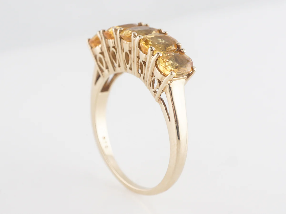 Mid-Century Five Stone Citrine Ring in 14k Yellow Gold - Image 5