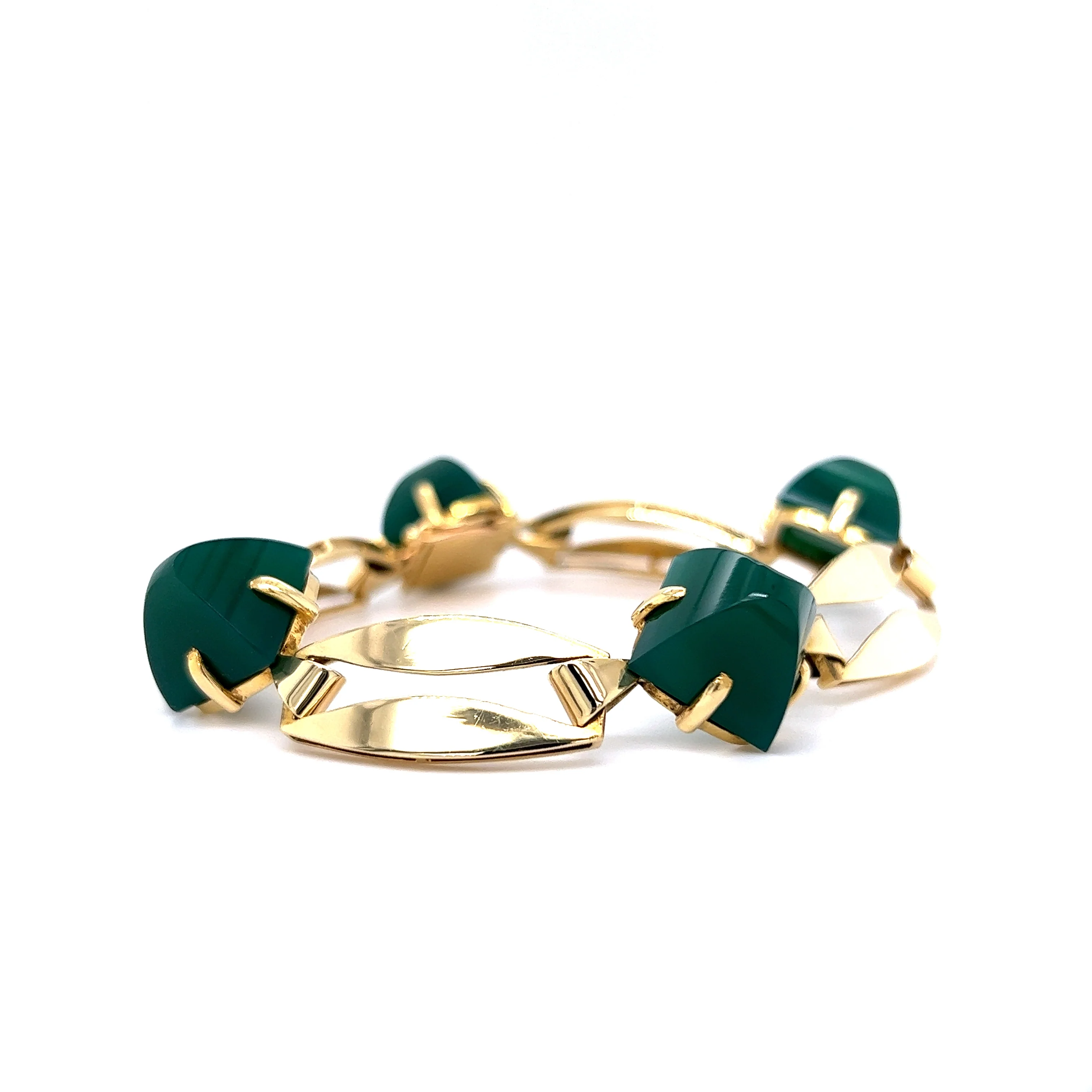 Mid-Century Green Onyx Bracelet in 18k Yellow Gold - Image 4