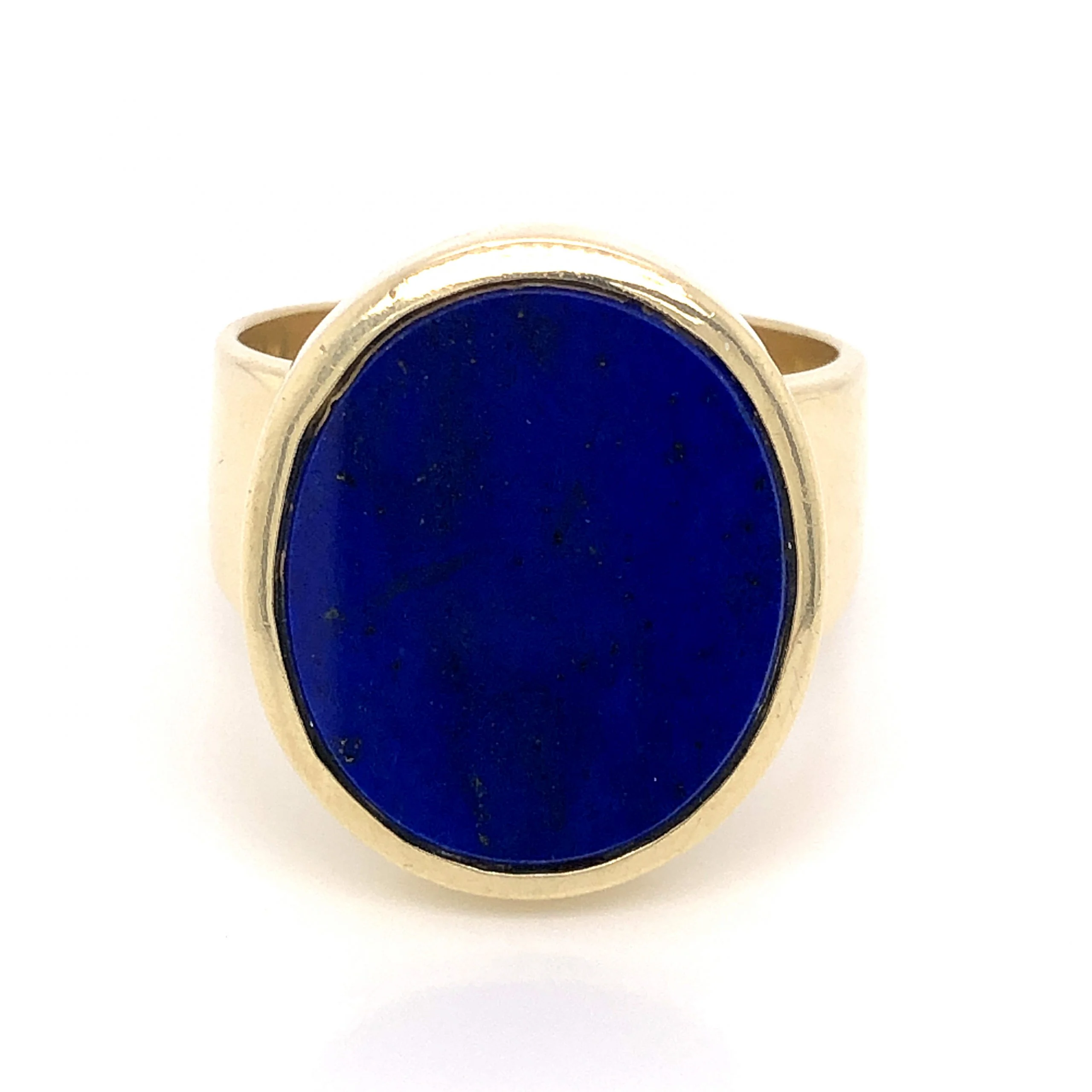 Mid-Century Lapis Lazuli Tablet Ring in 14k Yellow Gold - Image 2