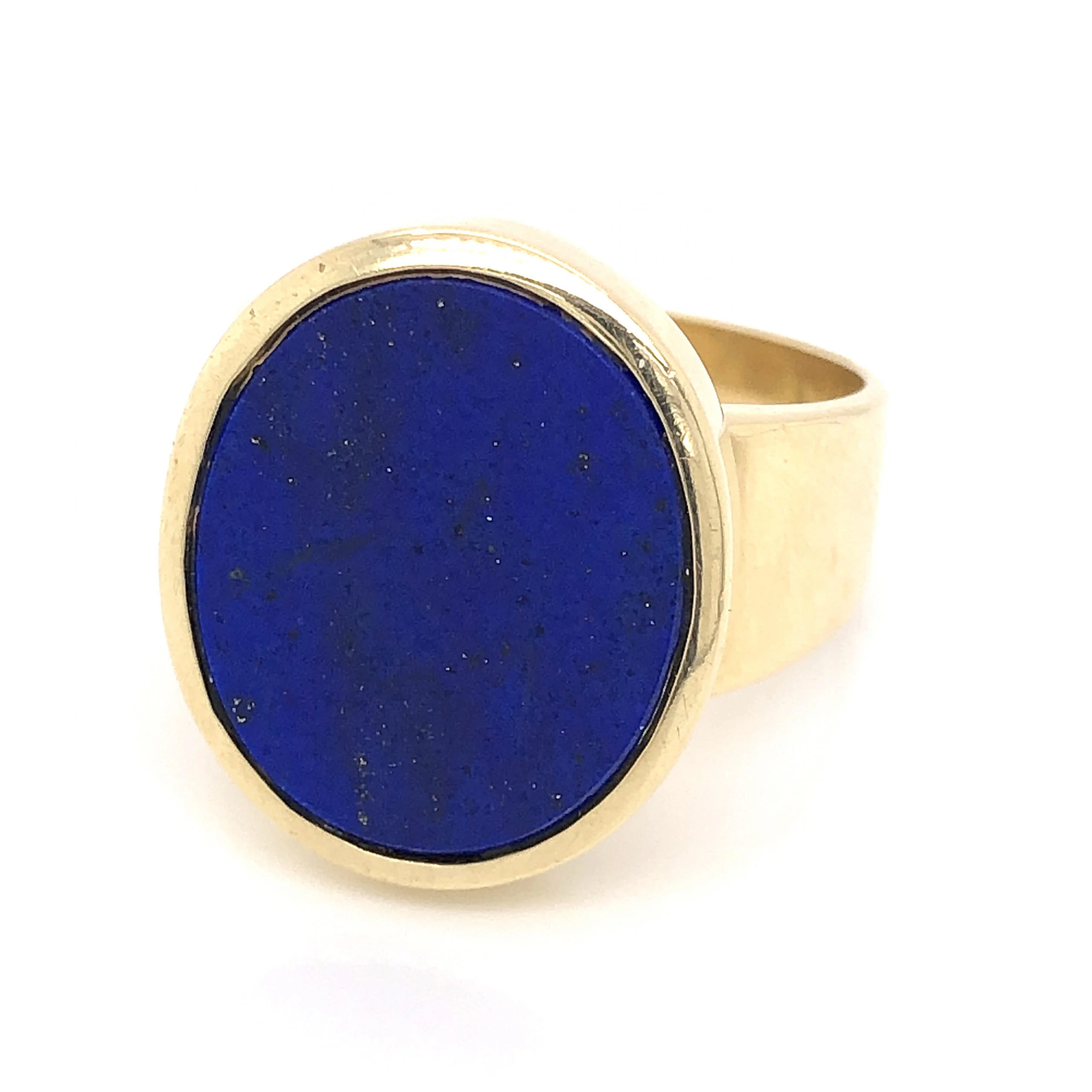 Mid-Century Lapis Lazuli Tablet Ring in 14k Yellow Gold - Image 6