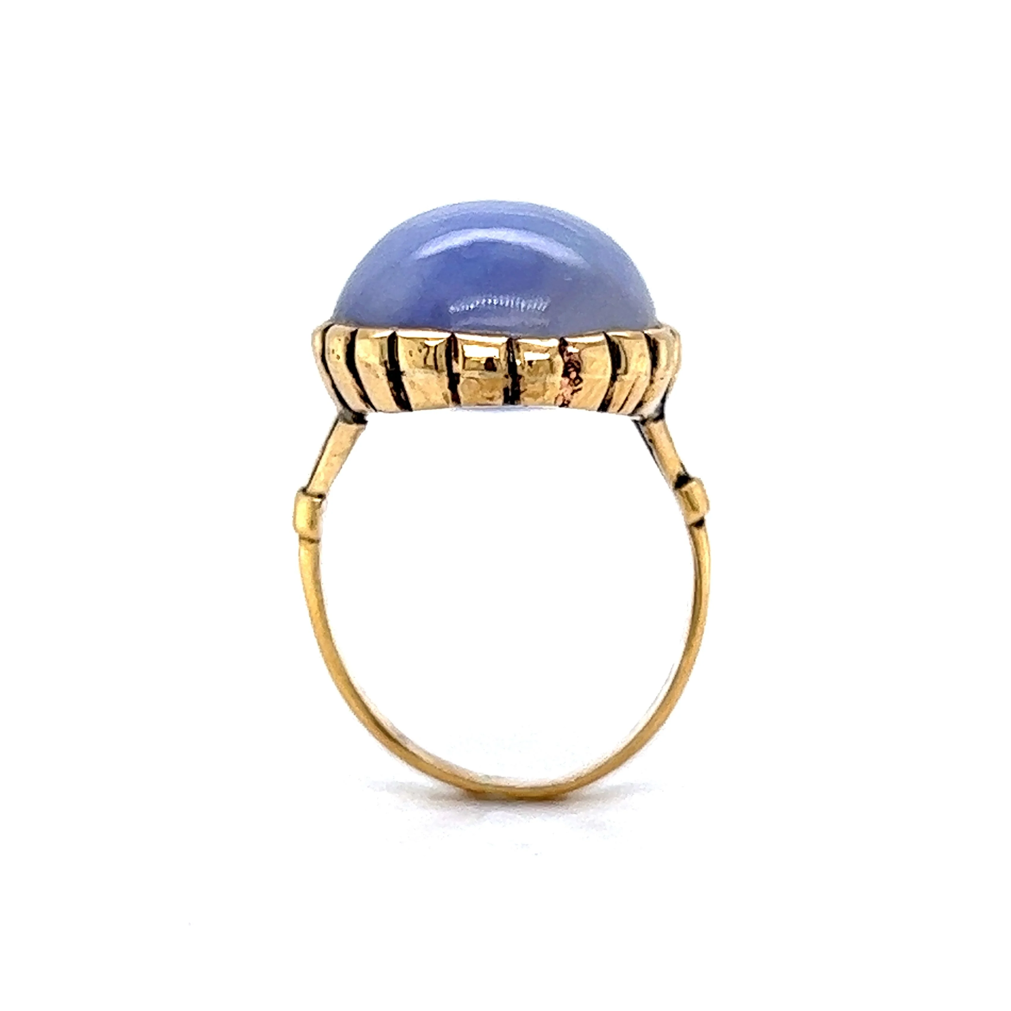 Mid-Century Lavender Jade Cocktail Ring in 14k Yellow Gold - Image 4