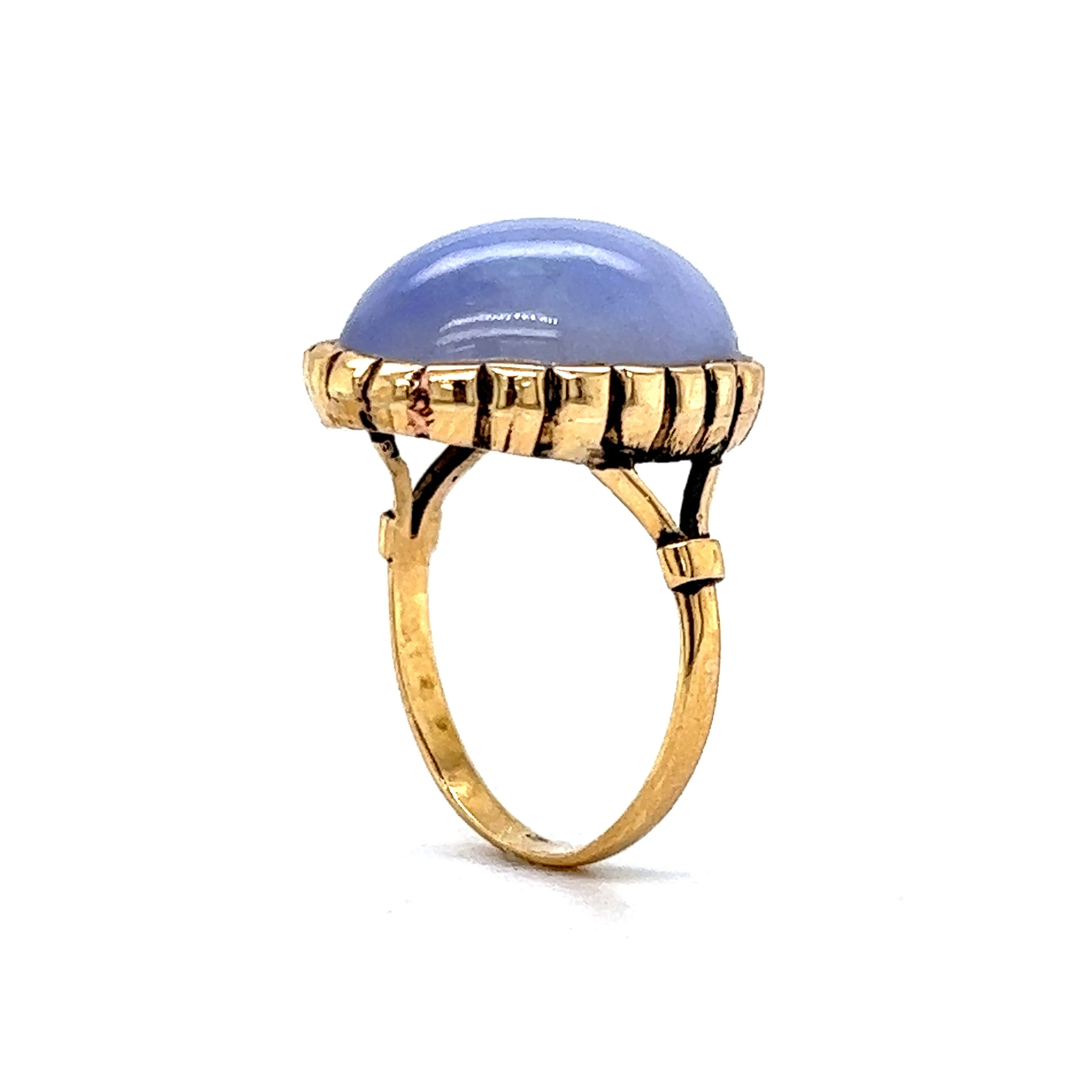 Mid-Century Lavender Jade Cocktail Ring in 14k Yellow Gold - Image 5