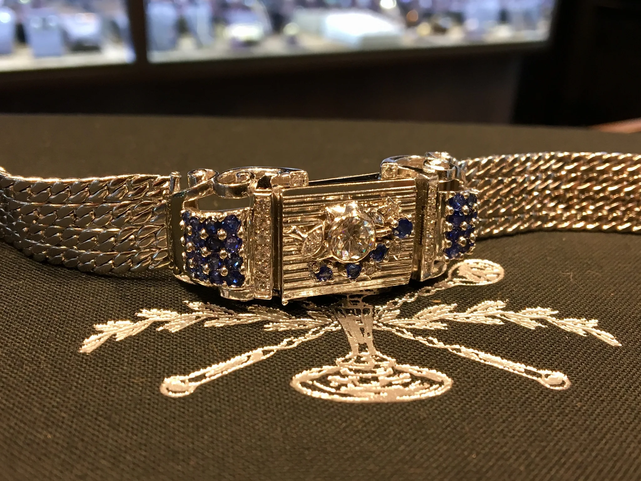 Mid-Century Lucien Piccard Diamond & Sapphire in 14k White Gold