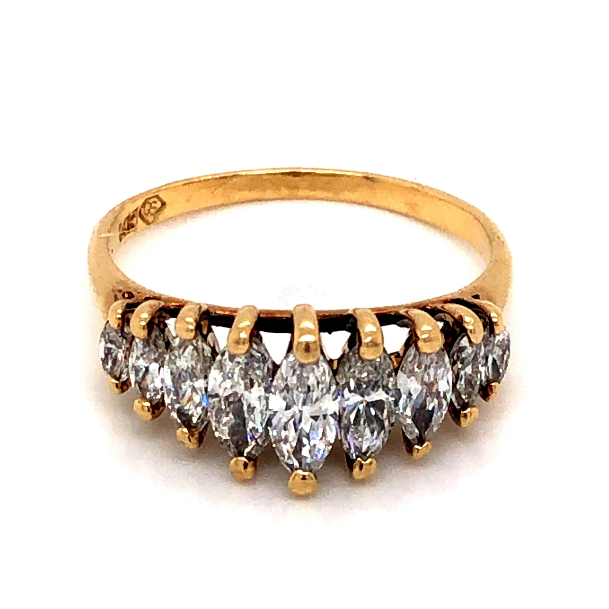 Mid-Century Marquise Diamond Cocktail Ring in 14k Yellow Gold