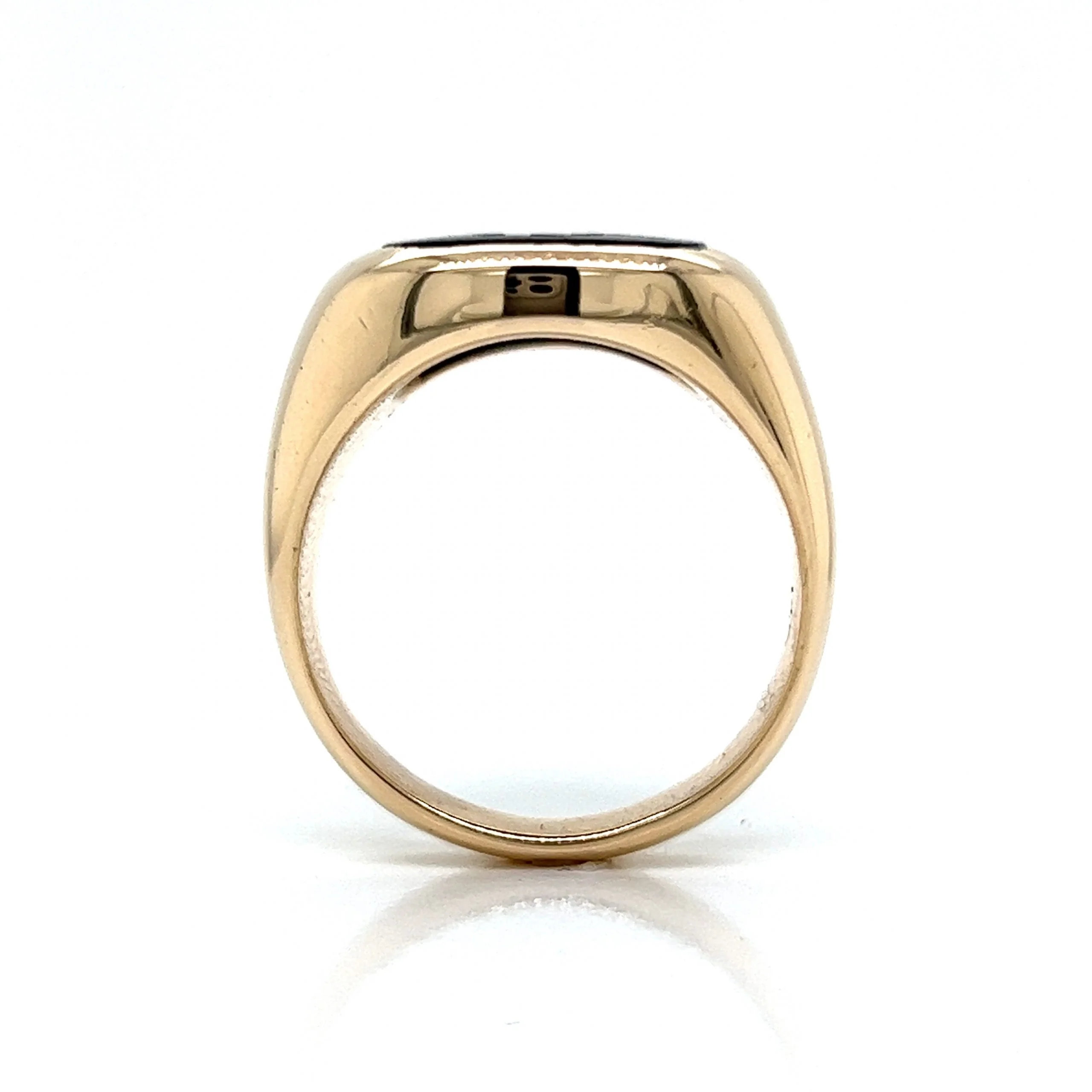 Mid-Century Men's Onyx Intaglio Ring in 14k Yellow Gold - Image 4
