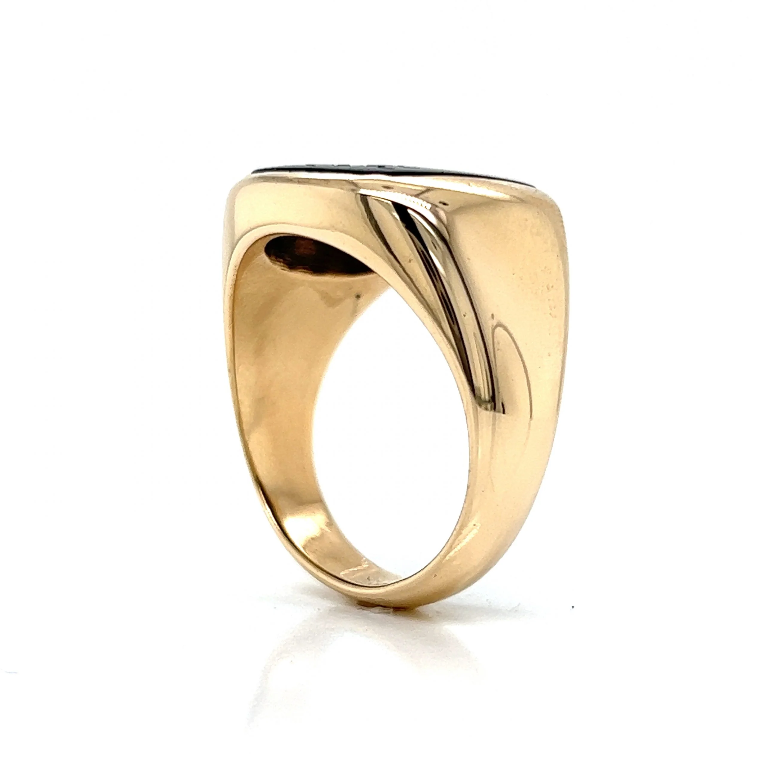 Mid-Century Men's Onyx Intaglio Ring in 14k Yellow Gold - Image 5