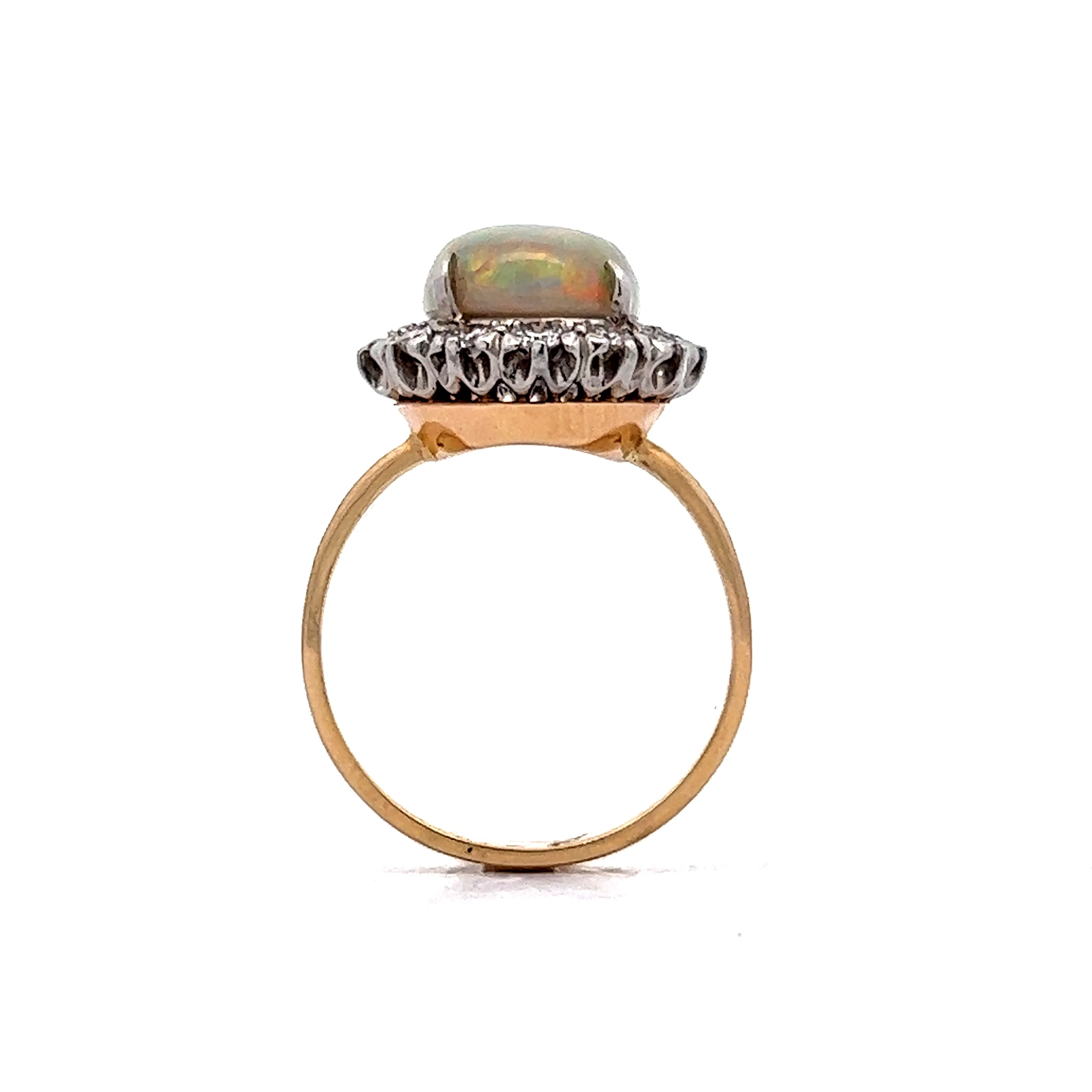 Mid-Century Opal & Diamond Cocktail Ring in 14K Gold - Image 4