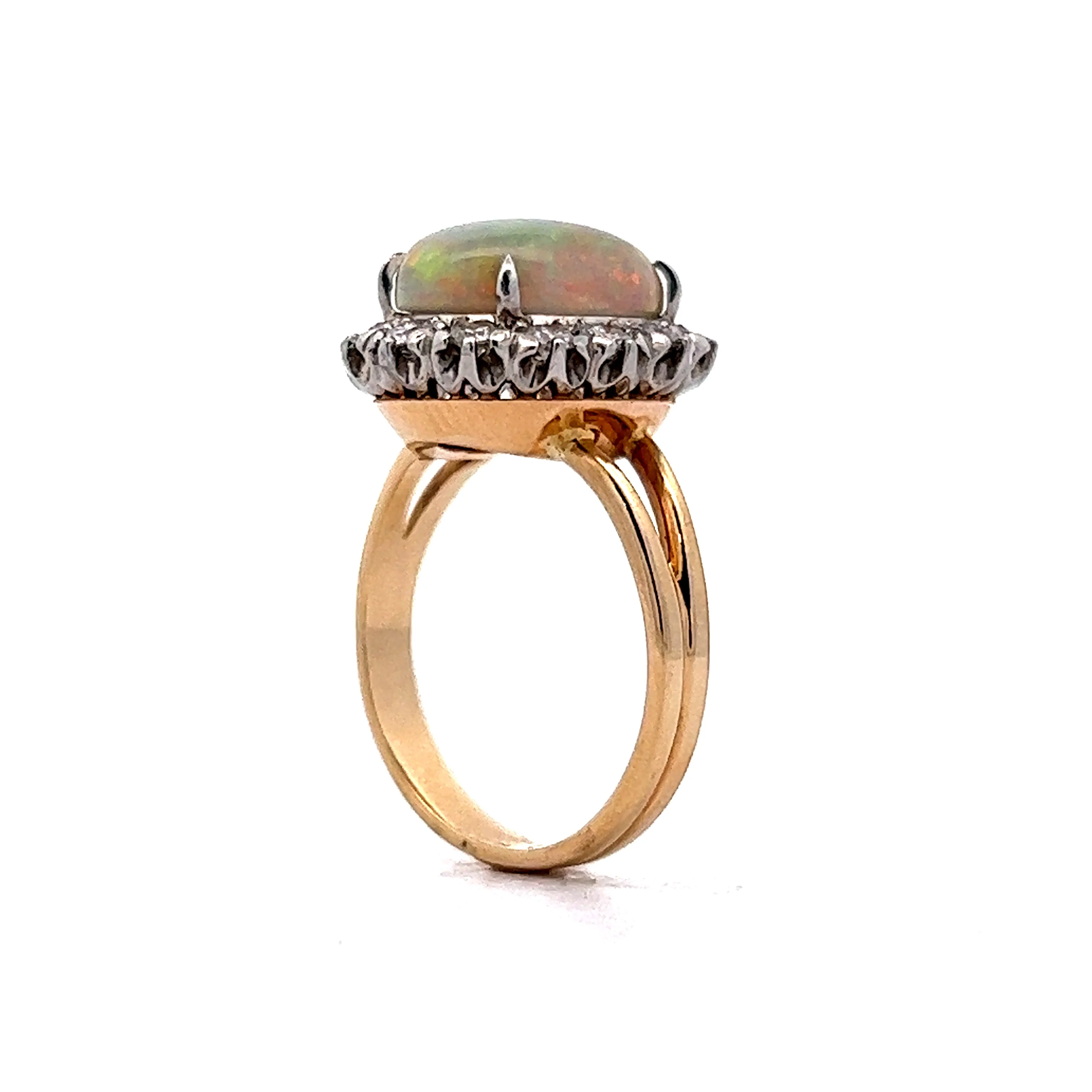Mid-Century Opal & Diamond Cocktail Ring in 14K Gold - Image 5